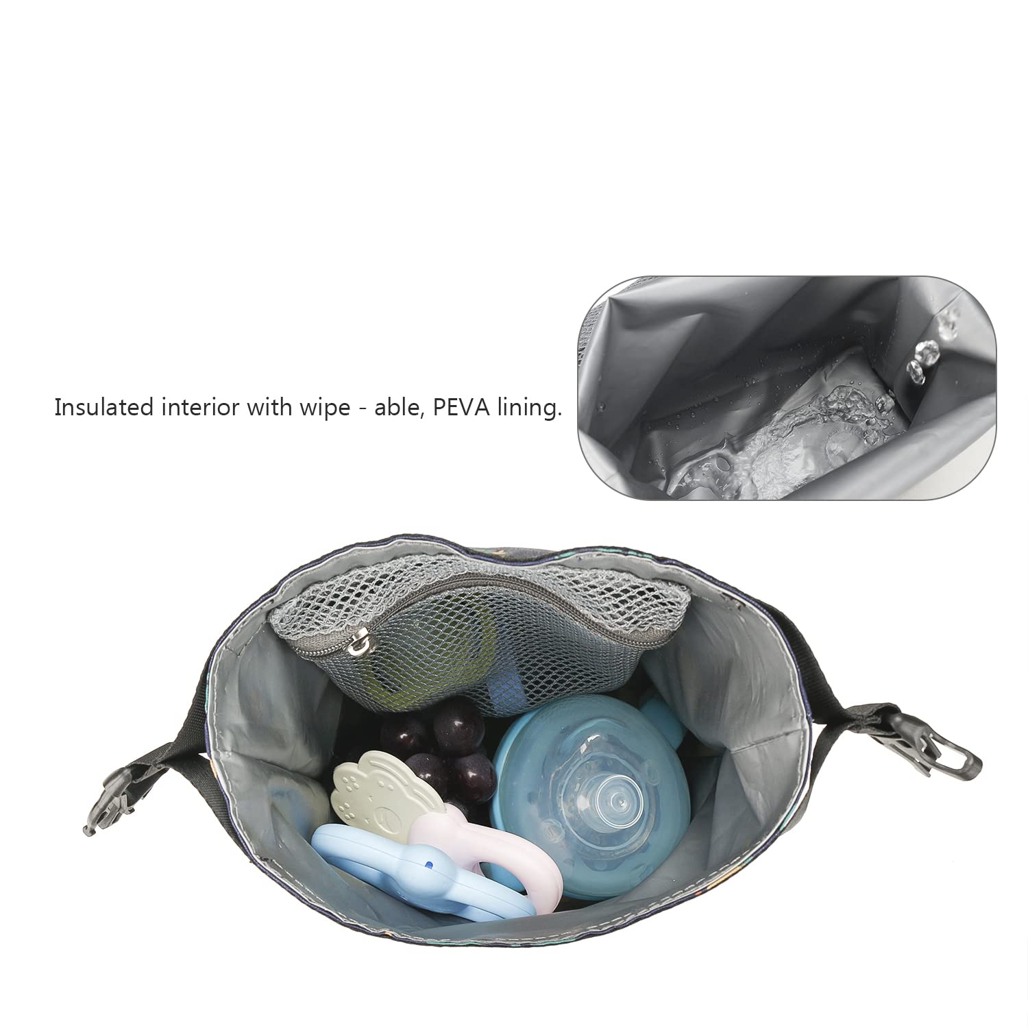 MOV COMPRA Insulated Snack Bag - Reusable Leakproof Lunch Bag for Women, Sandwich & Food Storage Container, Perfect for Work, School, Picnic & Travel (Small, Purple Flower)