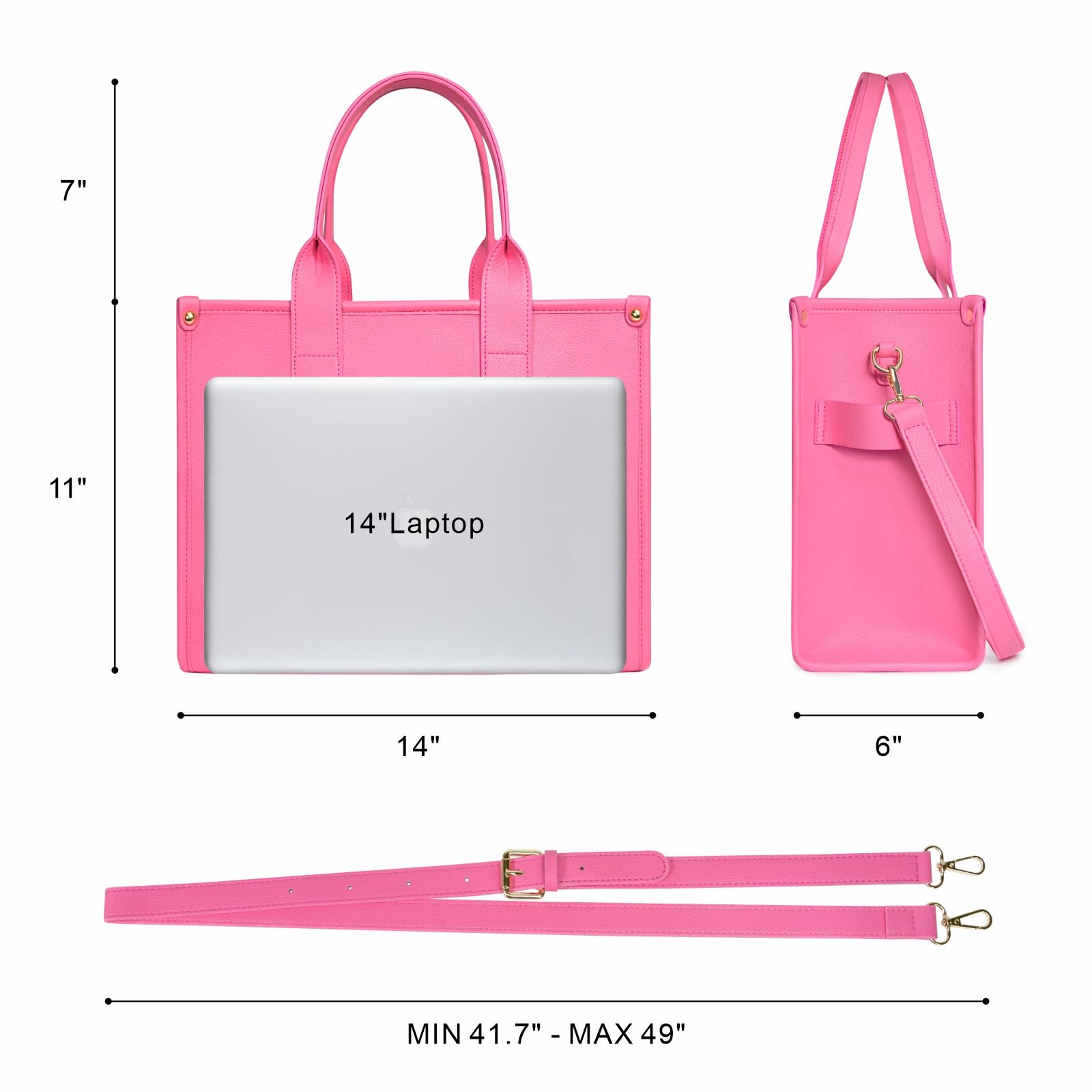NPBAG Women's PU Leather Tote Bag with Zipper - Stylish Crossbody Shoulder Purse for Travel, School & Work - Trendy Top Handle Handbag (M Pink) | Perfect for Daily Commute, Shopping & Office Use