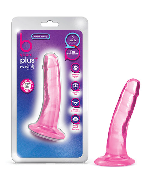 B Yours Plus Hard n' Happy Realistic Dildo 5 Inch Pink - Lifelike Silicone Adult Toy for Couples & Solo Play, Perfect for Bedroom Fun & Spicing Up Relationships