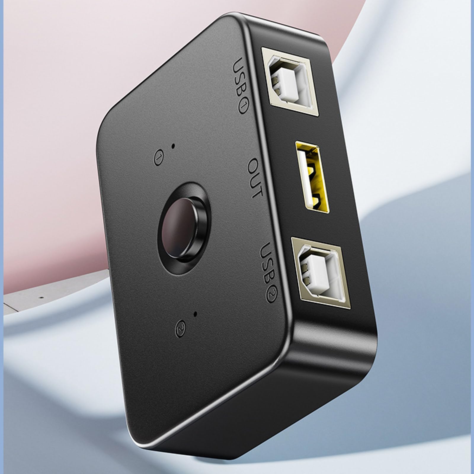 MLWSKERTY USB 2.0 Printer Sharing Hub - 4-Port USB Switch Selector Box for Multiple Computers, USB Power Adapter, Peripheral Sharing Device for Home/Office Use (Ideal for Printers, Scanners & External Drives)
