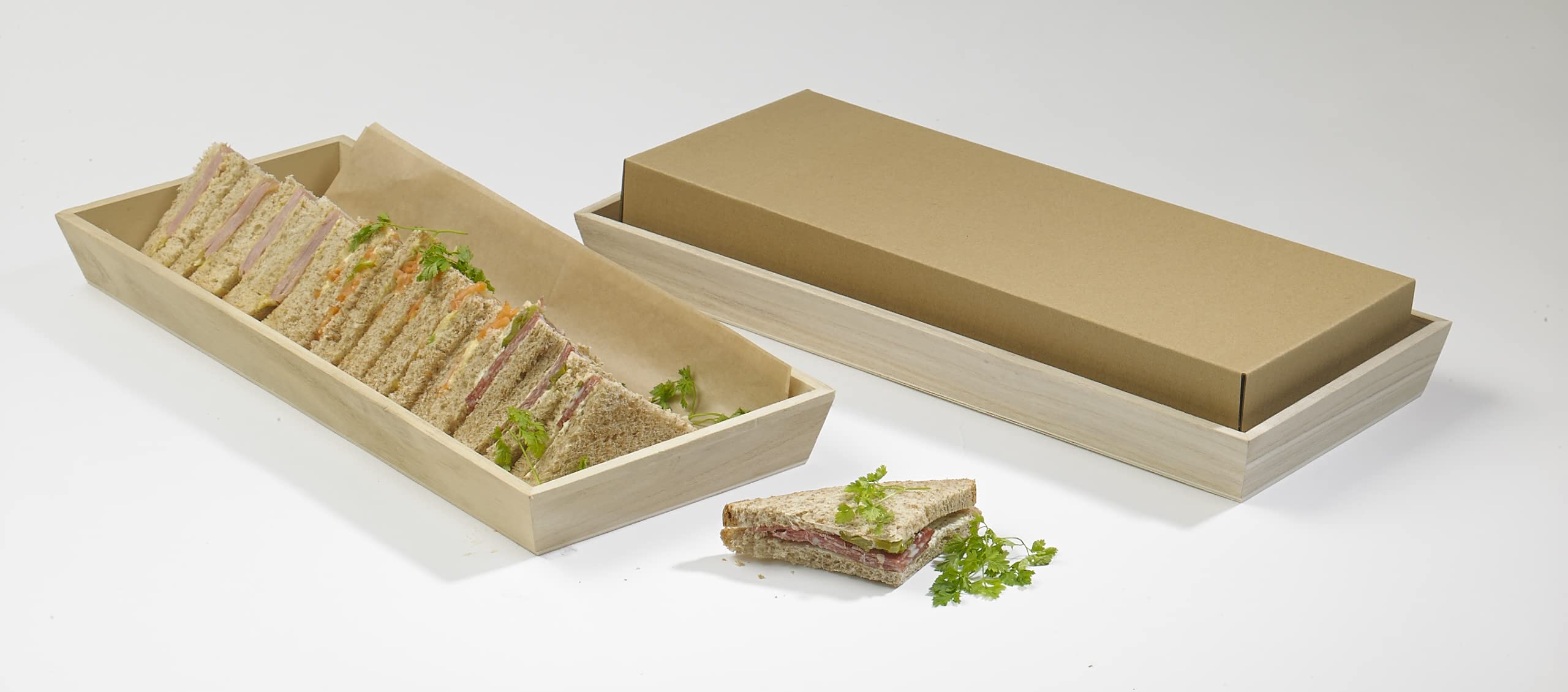 PACKNWOOD 210 Wood Tray - 15 Heavy Duty Biodegradable Wooden Serving Trays (17x7.5x1.5in) - 10 Pack - Perfect for Snacks, Appetizers, Cheese Boards & Party Serving - Eco-Friendly Tableware for Home, Restaurants & Events