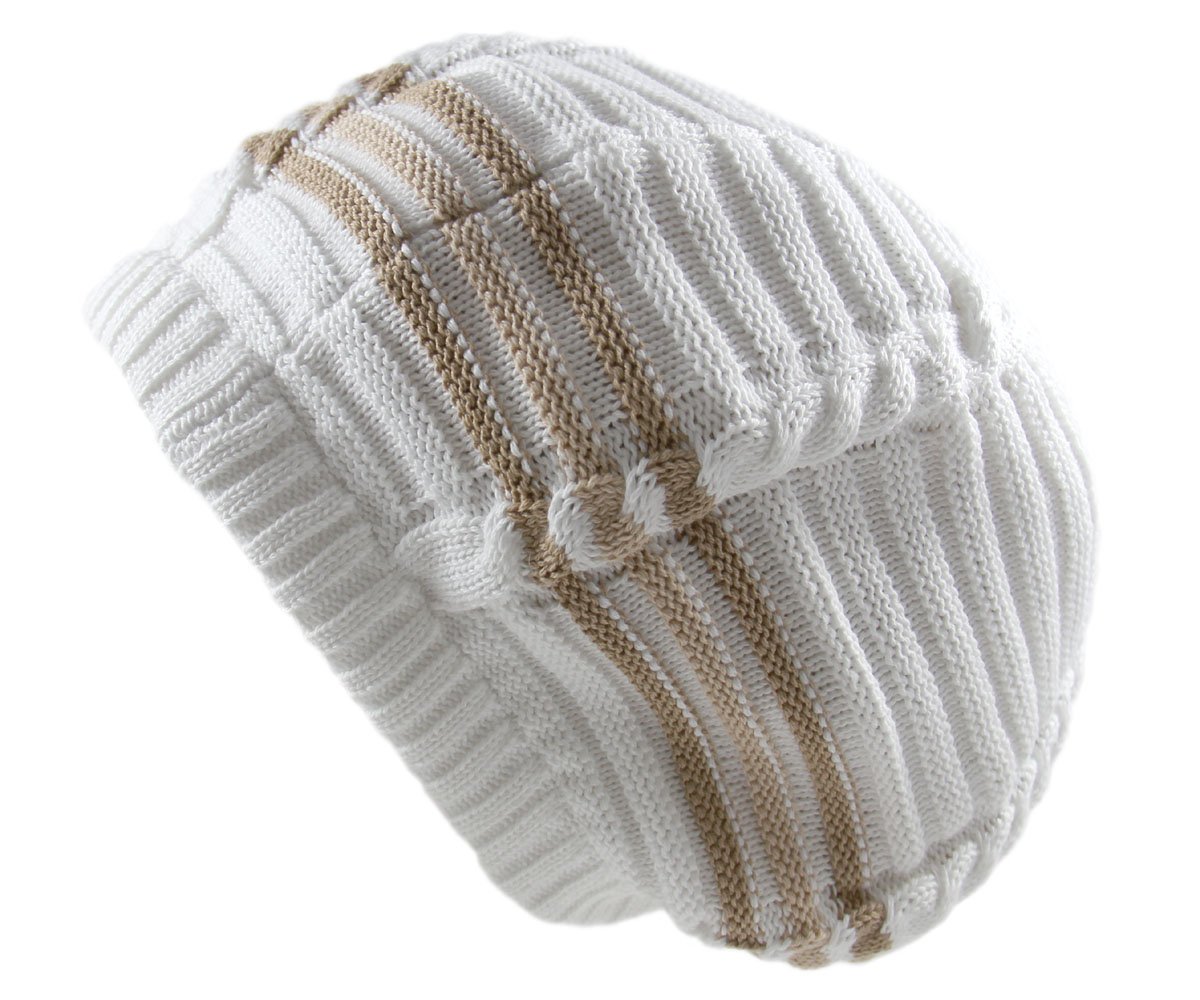 RW 100% Cotton Classic Rasta Slouchy Ribbed Beanie Hats for Men & Women - Soft Unisex Winter Skull Cap for Outdoor Activities, Sports & Casual Wear