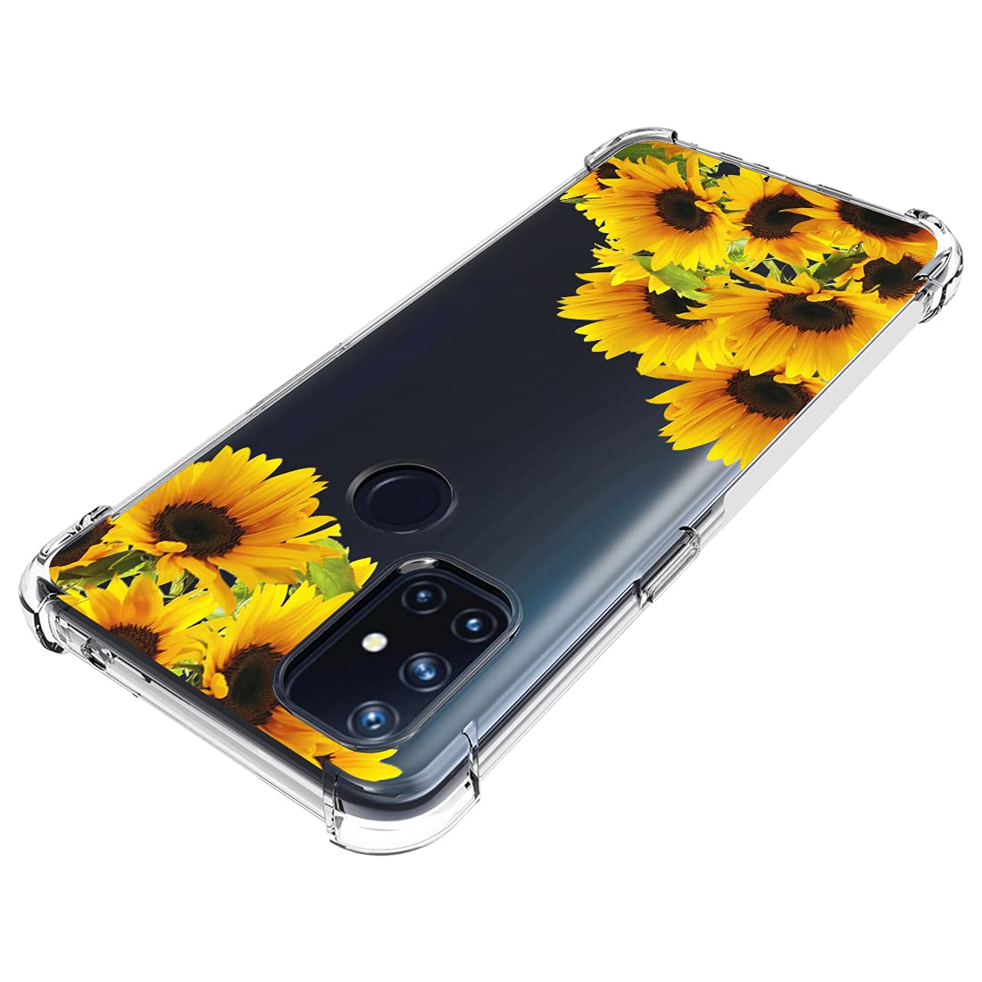 OnePlus Nord N10 5G Case - Clear Slim Shockproof TPU Rubber Protective Cover with Sunflower Pattern for Women & Girls | Perfect for Everyday Use, Work & Travel