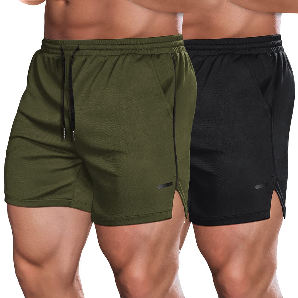 COOFANDY Men's 2 Pack Gym Shorts - Lightweight Workout Running Shorts with Mesh Lining & Pockets for Bodybuilding, Training, Jogging | Perfect for Gym, Sports & Outdoor Activities