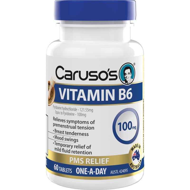 Caruso's Vitamin B6 100mg Supplement - Supports Energy, Metabolism & Nervous System - for Daily Wellness & Stress Relief