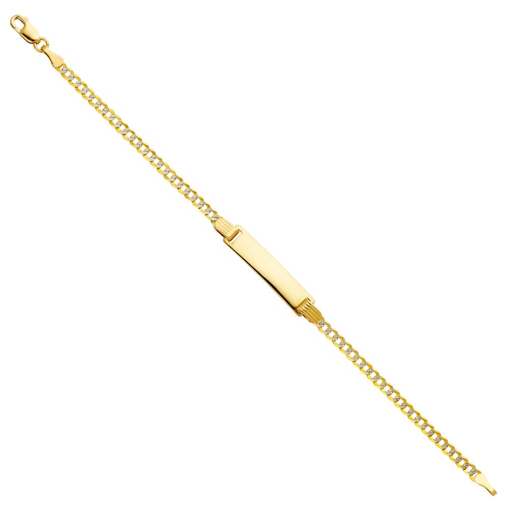 14K Gold 2.6mm Miami Curb Chain with Rhodium Pave - ID Bracelet for Women, Men & Teens - Elegant Jewelry Gift for Birthday, Anniversary & Graduation - Perfect for Everyday Wear & Special Occasions