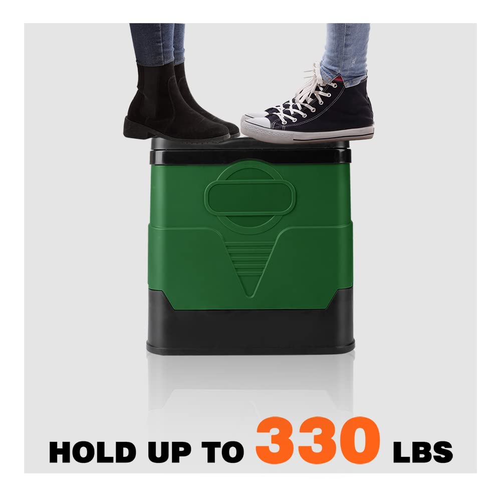 Portable Folding Toilet with Cover - Lightweight Camping Toilet for Outdoor Travel, Hiking & Emergency Use | Compact & Durable Green Toilet for RV, Boat & Backpacking