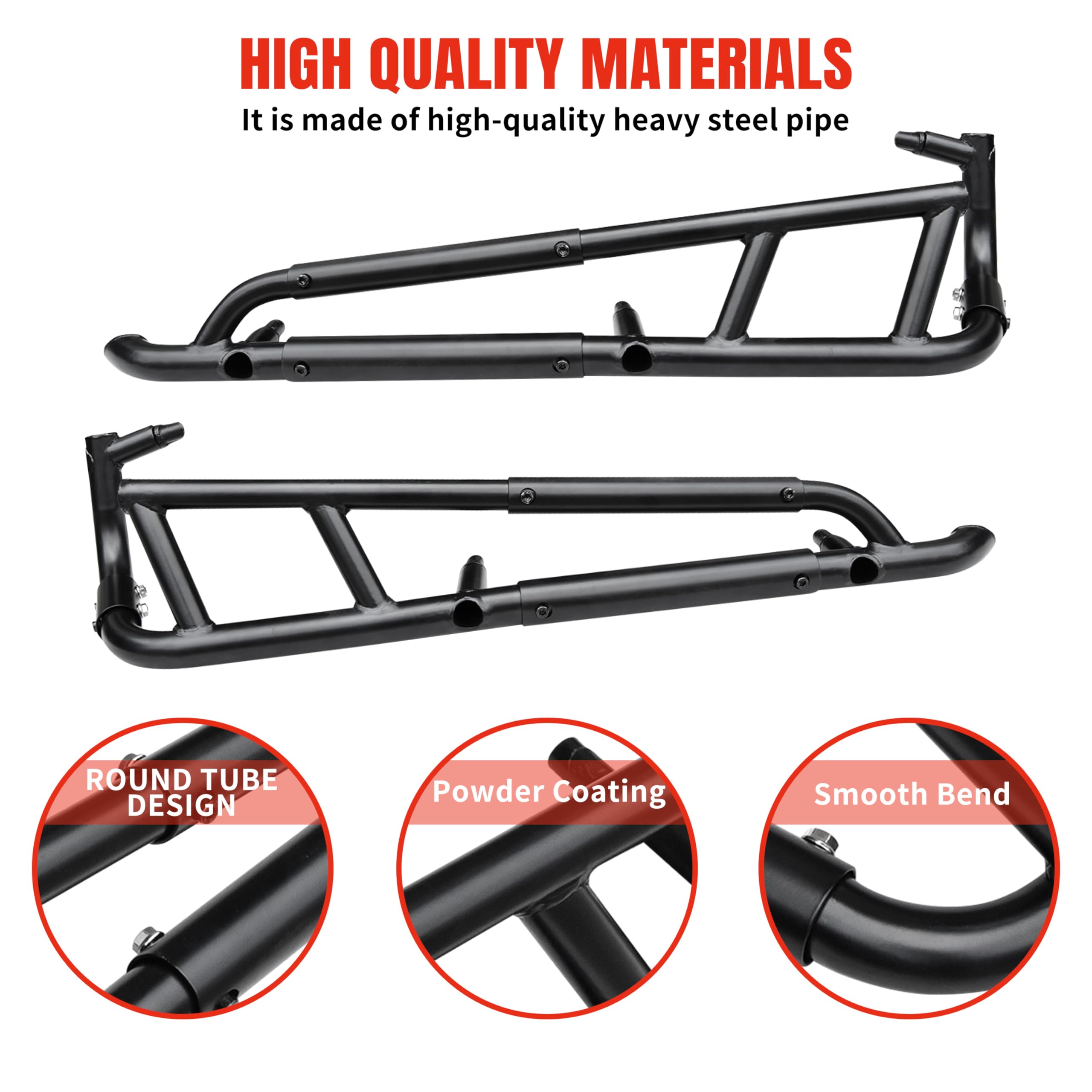 Polaris RZR XP 1000 Nerf Bars & Rock Sliders (2024-2025) - Heavy Duty Steel Side Steps with Low Profile Tree Kickers | Side Bumper Protection Frame for Off-Road Adventures | Compatible with 2-Seater Models