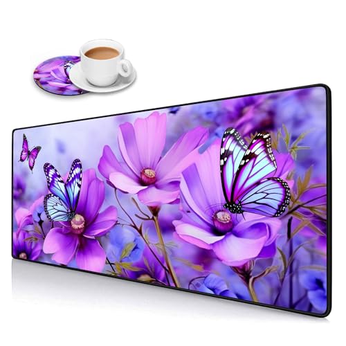 Purple Flowers and Butterflies