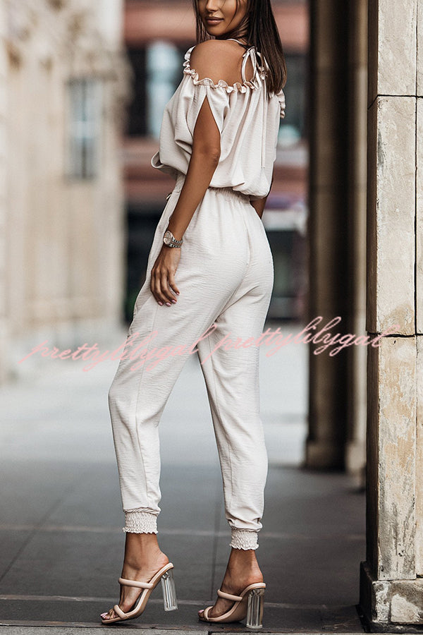 Stylish Ruffle Cold Shoulder Jumpsuit for Women - Trendy Summer Romper with Floral Print | Perfect for Beach Vacations, Date Nights & Outdoor Parties