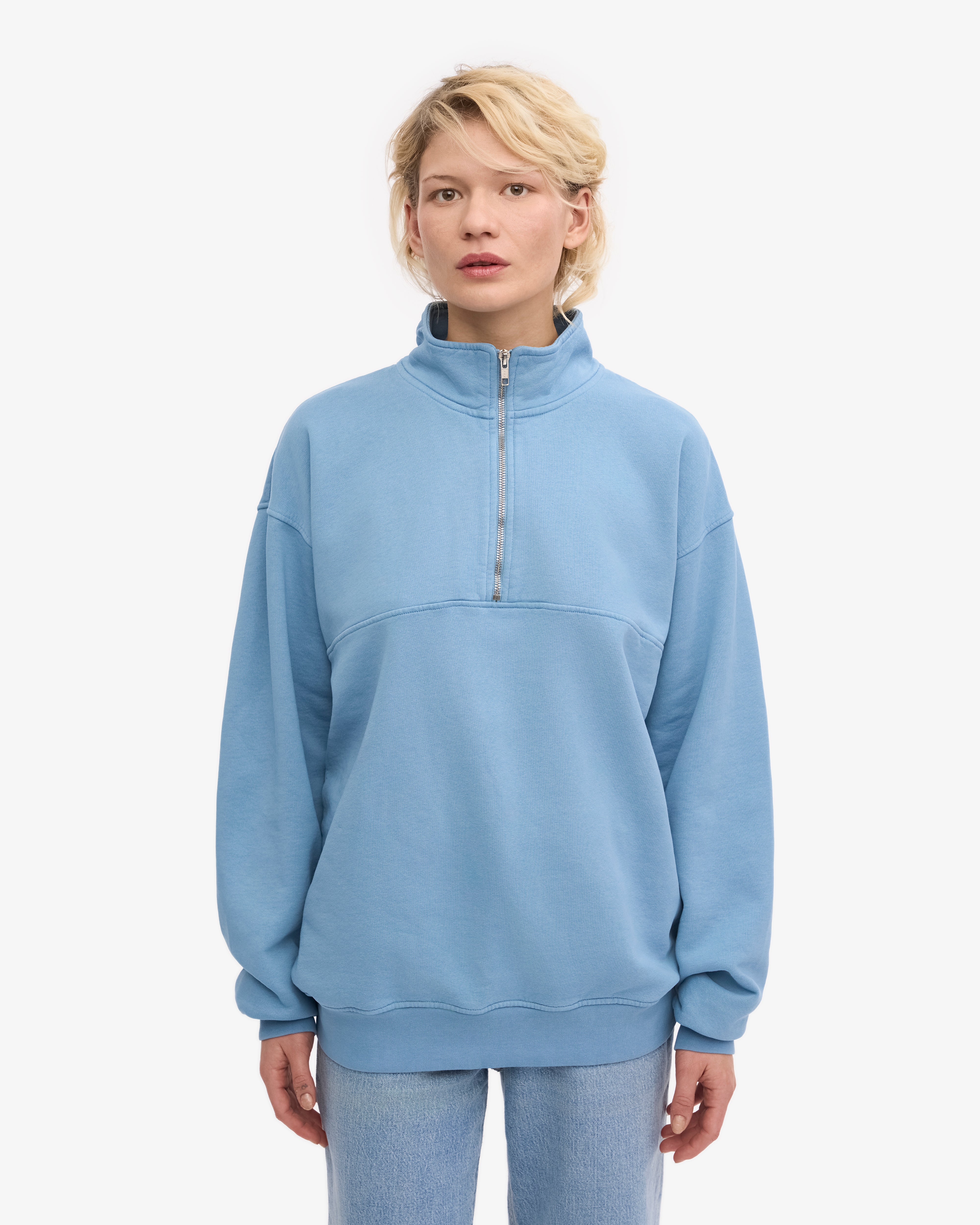 Organic Quarter Zip Sweatshirt for Men & Women | Soft & Comfortable Pullover in Seaside Blue | Perfect for Casual Wear, Outdoor Activities & Layering