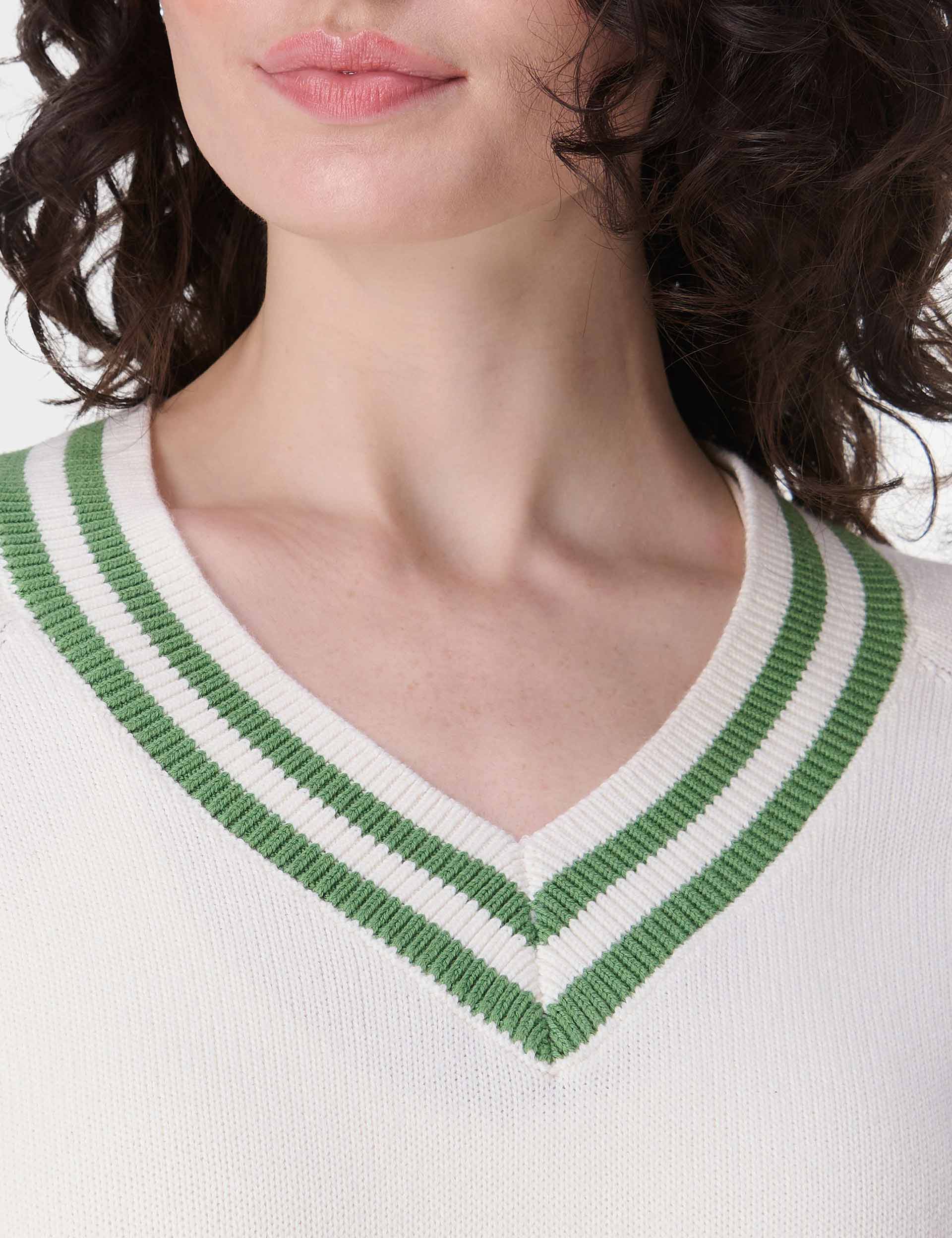 Off Court V Neck Jumper Lily White - Stylish Casual Sweater for Women | Perfect for Everyday Wear, Coffee Dates & Relaxing Weekends
