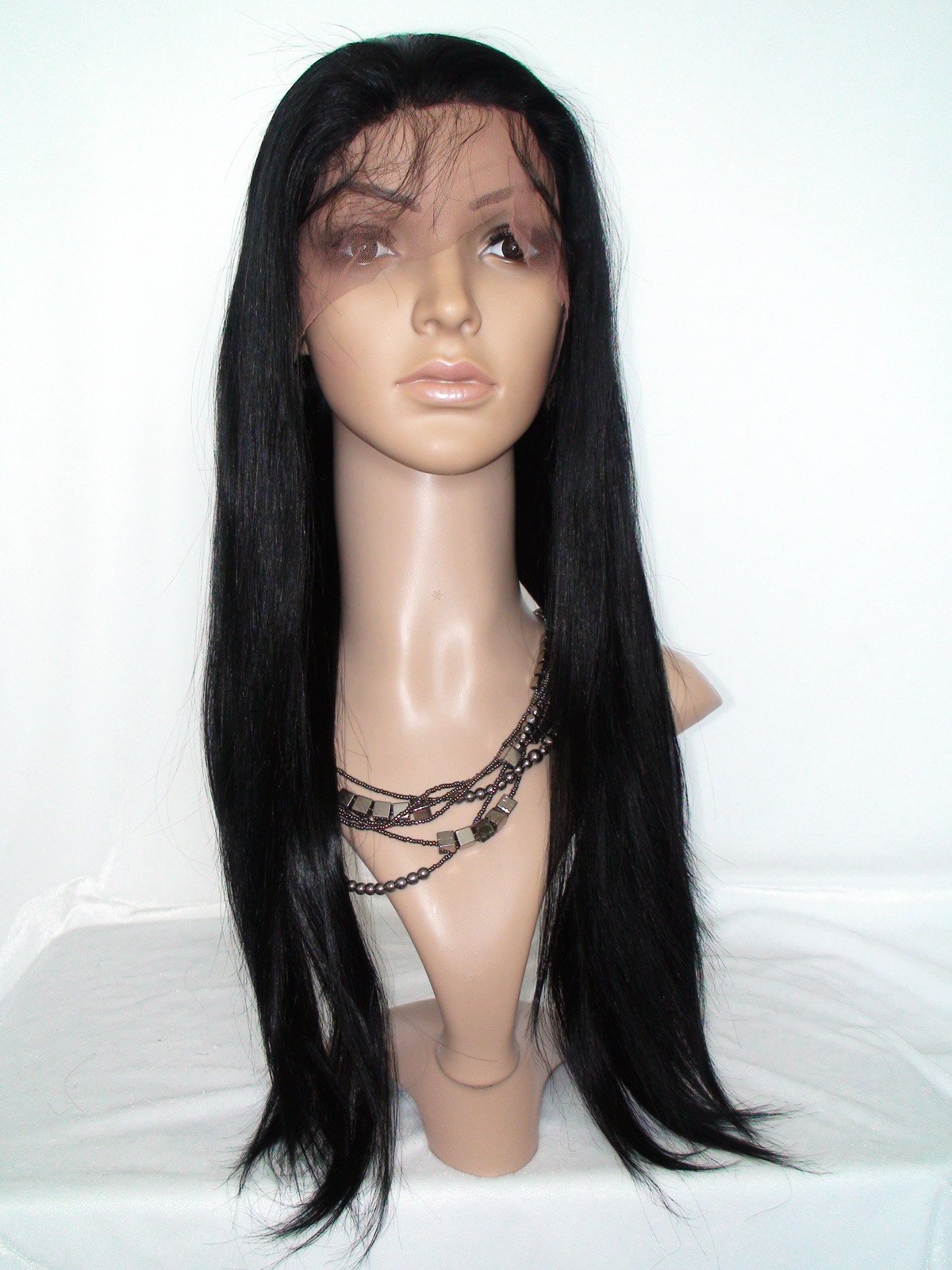 DaJun 16 Inch Premium Cambodian Virgin Remy Human Hair Full Lace Wig for Black Women - Natural Straight #1 Jet Black | Perfect for Daily Wear, Cosplay & Protective Styling