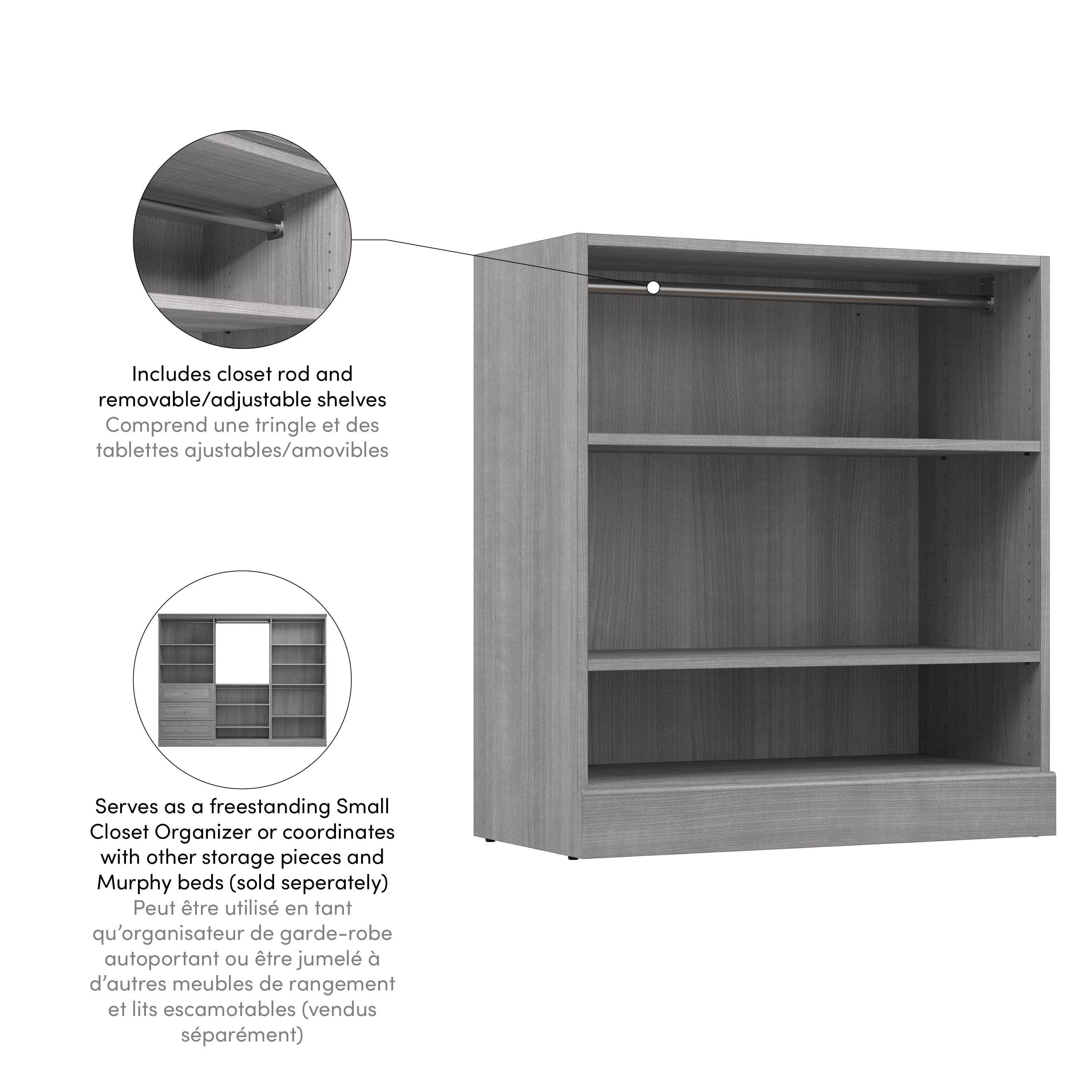 Space-Saving Low Storage Unit with Hanging Rod - 3 Color Options for Bedroom, Closet & Entryway Organization