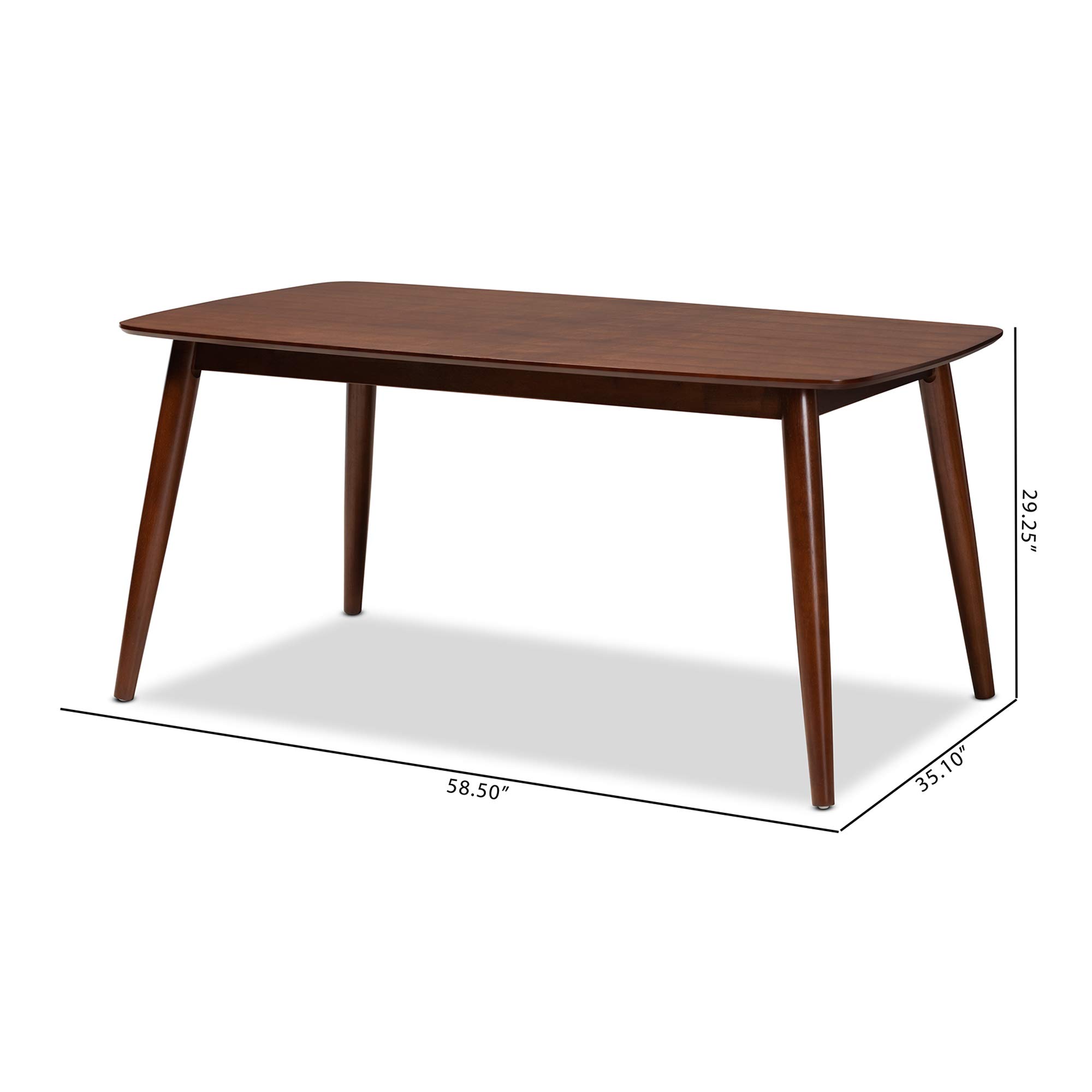 Baxton Studio Modern Walnut Dining Table - 60 Inch Round Wood Kitchen Table for 4-6 People - Perfect for Small Spaces, Apartments, and Family Gatherings