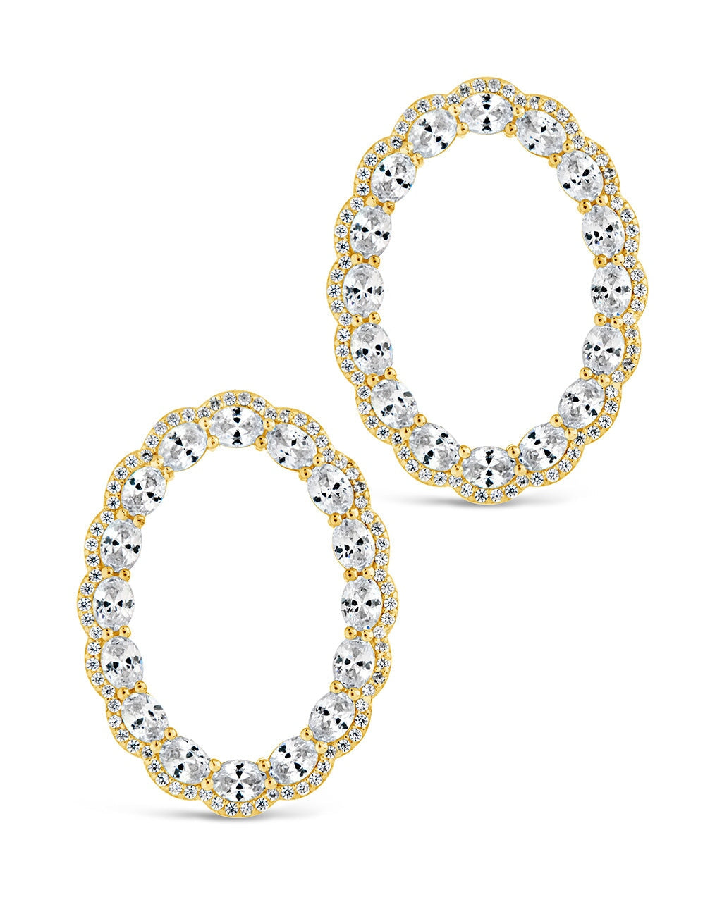 CZ Oval Stud Earrings for Women - Elegant Cubic Zirconia Rosario Earrings - Perfect for Parties, Weddings & Daily Wear