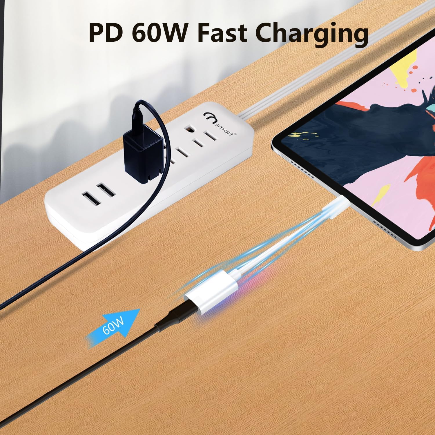 Vcddom Lightning to USB C Adapter for iPhone 15 - 60W PD Fast Charging Cable - USB C Male to Lightning Female Connector - Perfect for Travel, Home & Office Charging