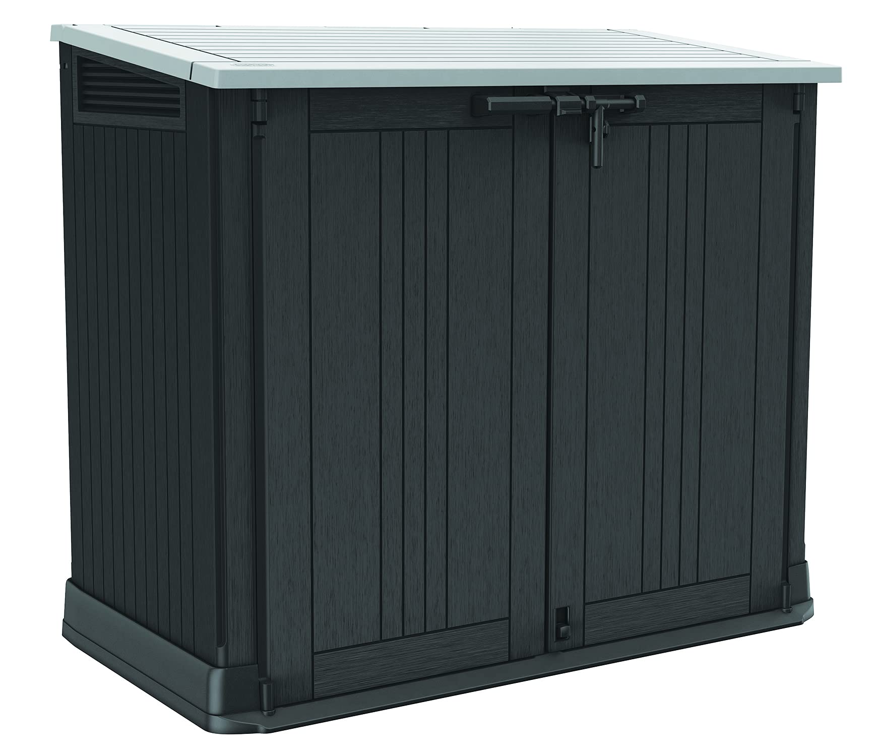 Keter Store-It-Out Prime 4.3 x 3.7 ft. Outdoor Resin Storage Shed with Easy Lift Hinges - Heavy Duty Weatherproof Deck Box for Yard Tools, Pool Floats & Garden Accessories - Perfect for Patio, Backyard & Garage Organization (Black)