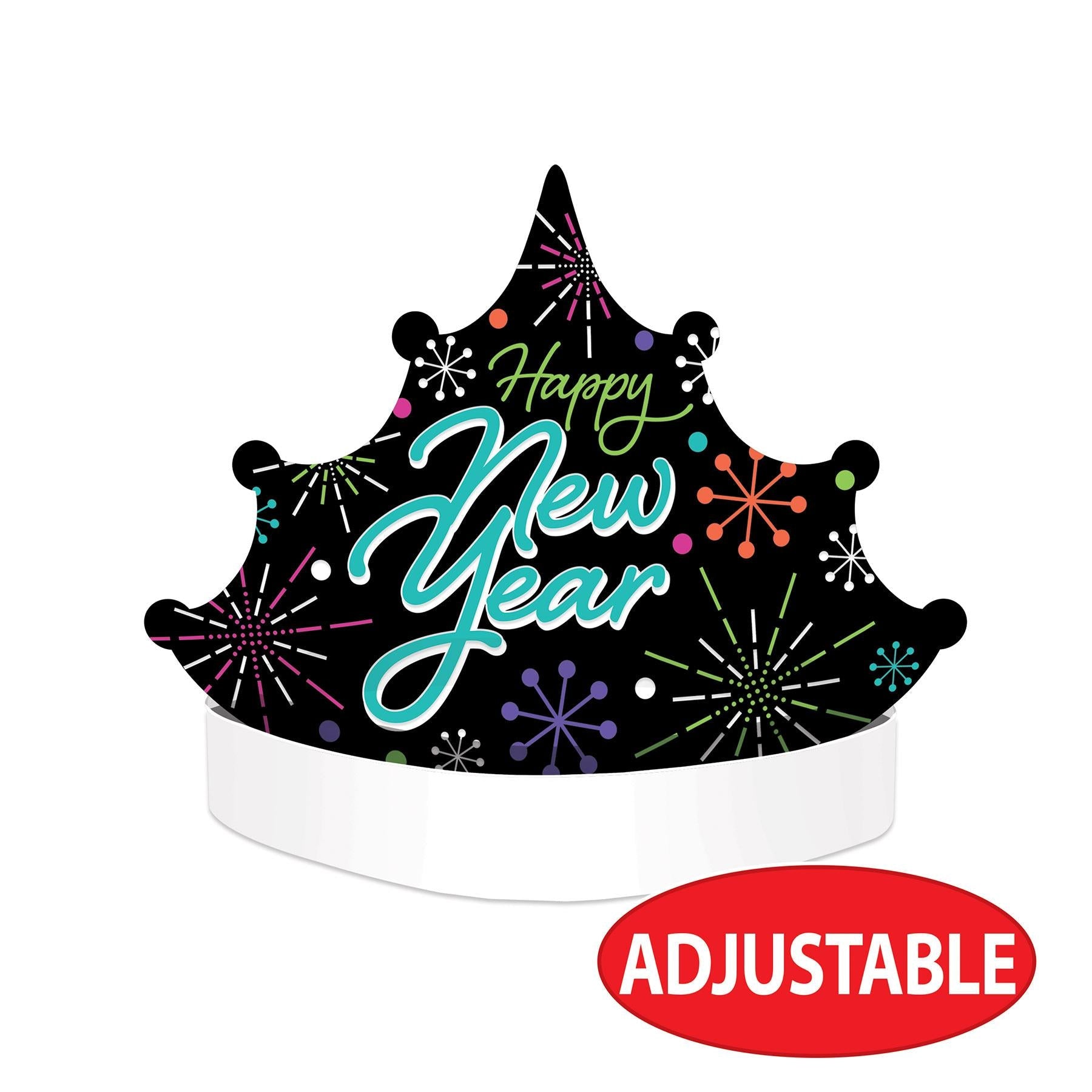 12 Pack Beistle Happy New Year Tiara Headbands - Sparkling Party Crowns for Women & Girls - Perfect for NYE Celebrations, Birthday Parties & Festive Occasions