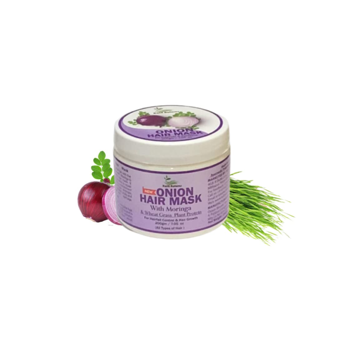 Kalit Natures Onion Hair Mask with Moringa & Wheat Grass Protein - 200g for Hair Fall Control & Growth | Deep Conditioning Treatment for Damaged Hair | Perfect for Dry, Frizzy & Thin Hair Care Routine