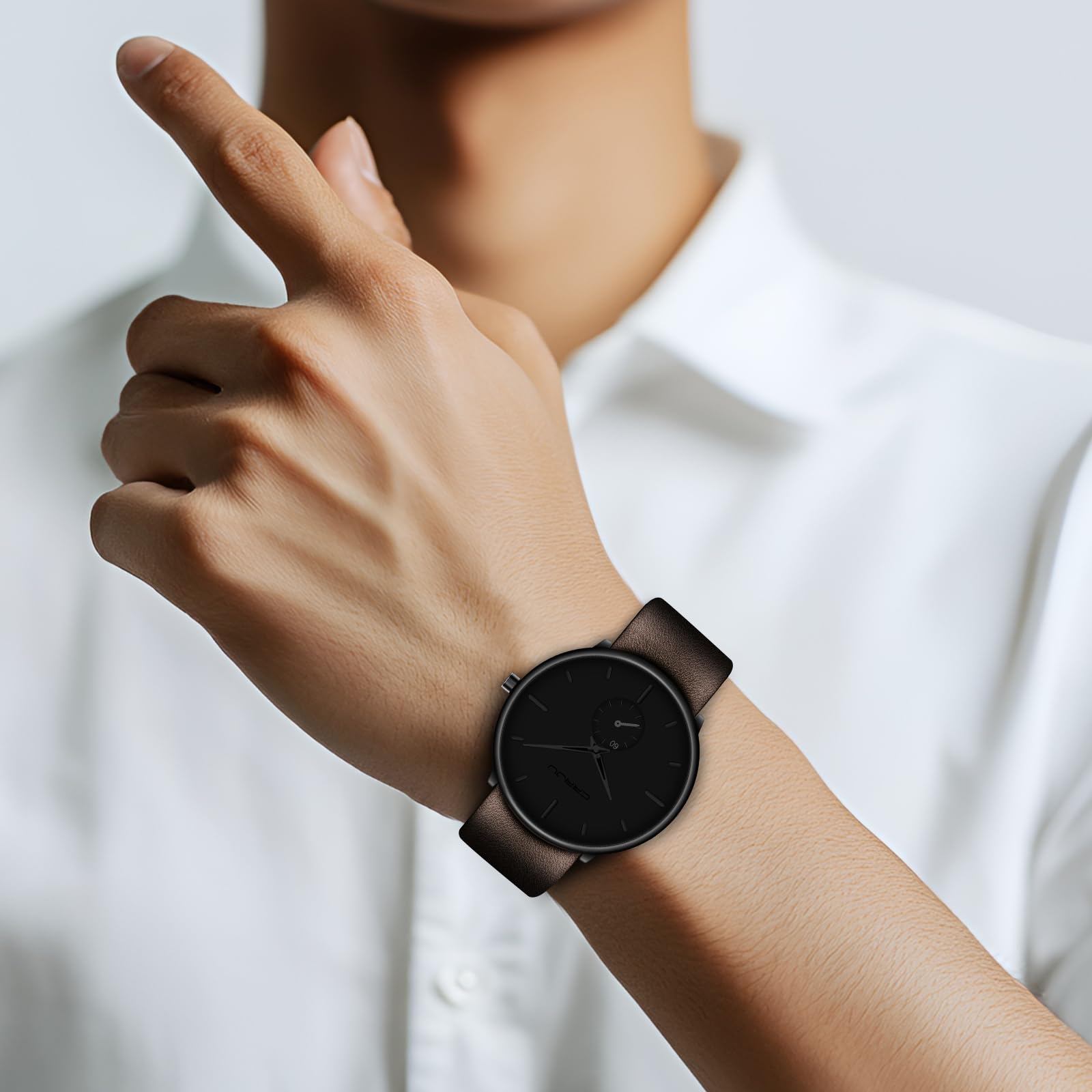 Ultra-Thin Minimalist Waterproof Men's Watch - Slim Dress Watch for Men & Women with Genuine Leather Strap - Perfect for Business, Casual & Formal Occasions