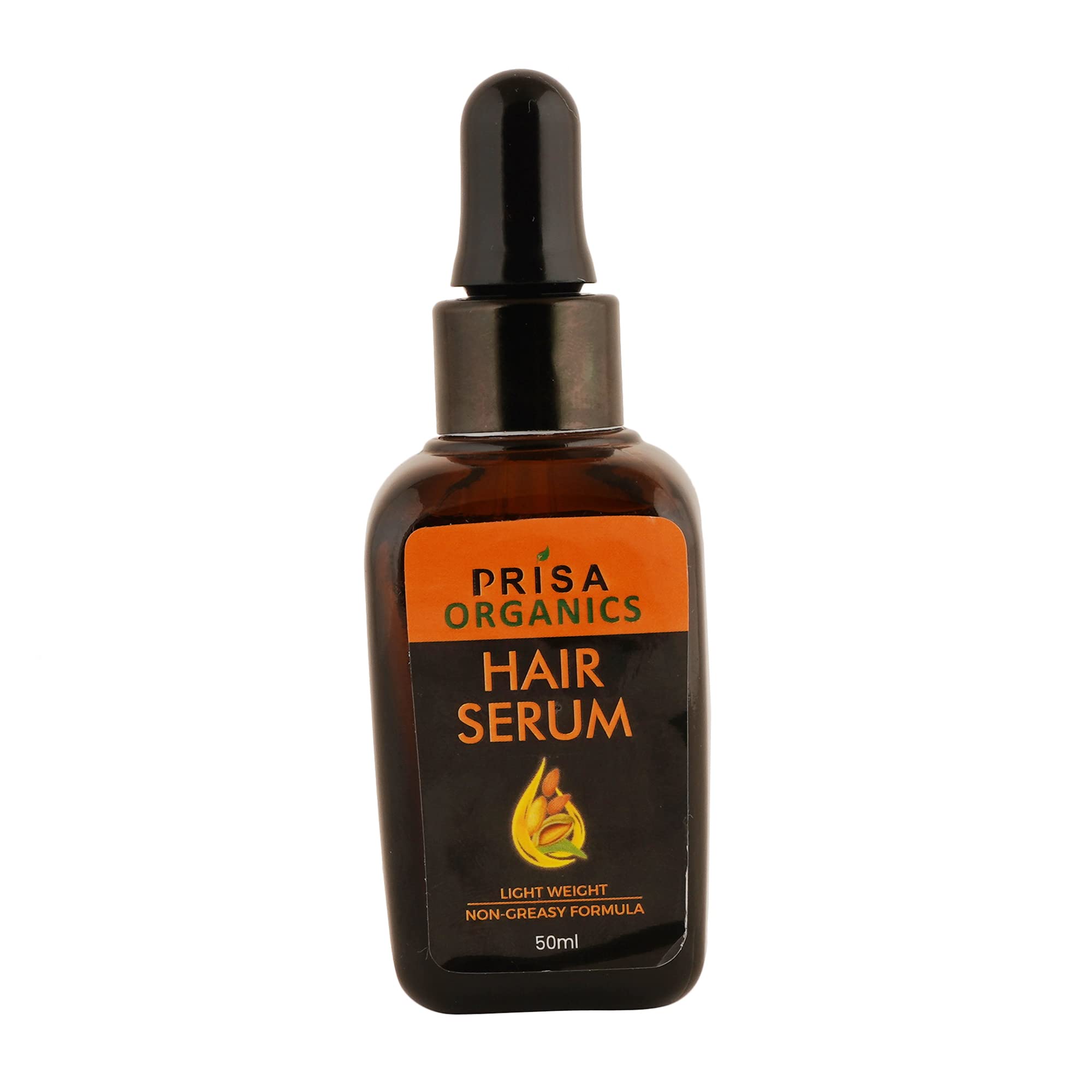 Prisa Organics Hair Serum with Olive Oil & Almond Oil - Silky Smooth Hair Treatment | Frizz Control, Hydration & Straightening | 50ml | Perfect for Daily Styling & Heat Protection