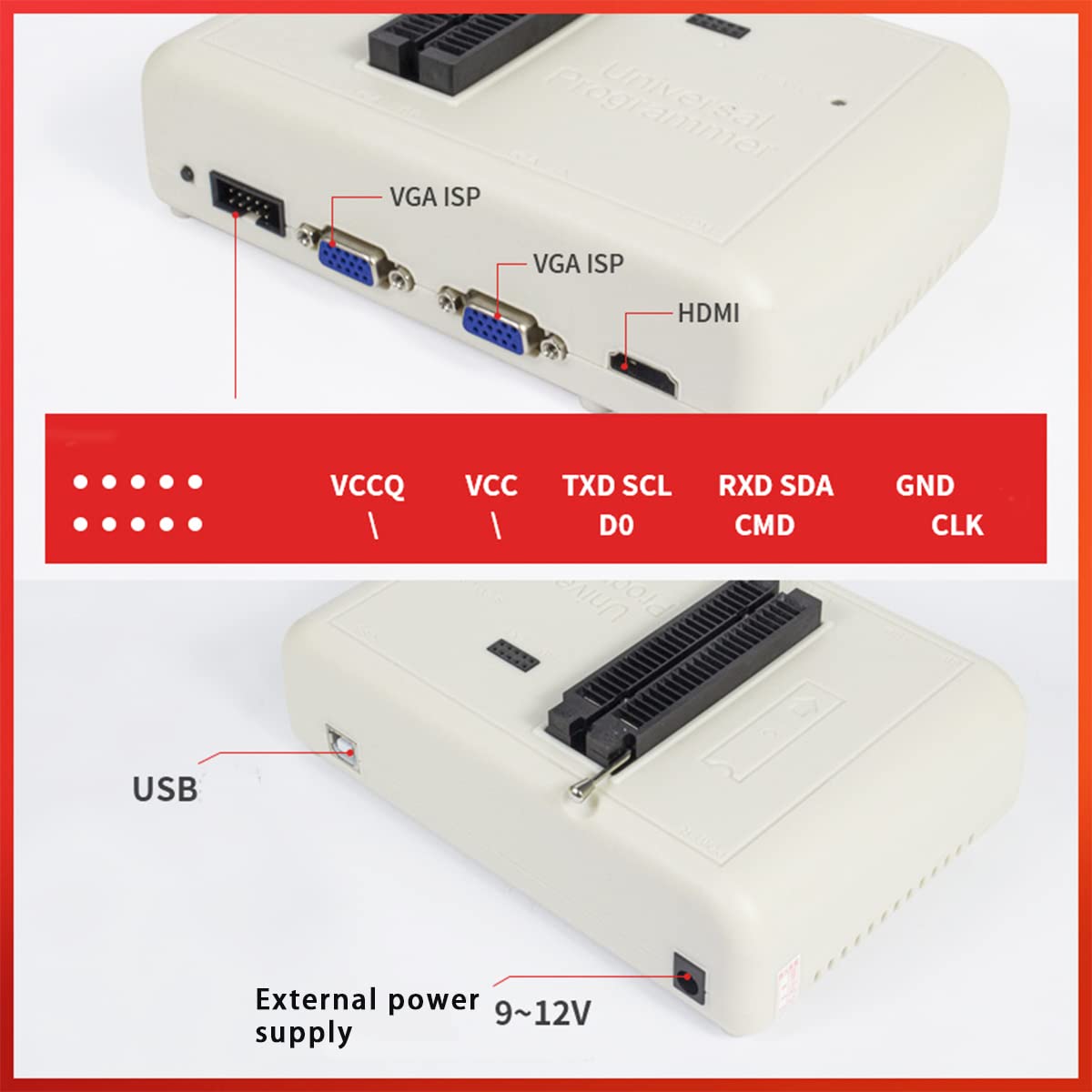RT809H Universal Programmer - Fast EMMC NAND Flash Reader Writer for LCD TV, Notebook & ISP Online Programming | Ideal for Repair Shops & Electronics Hobbyists