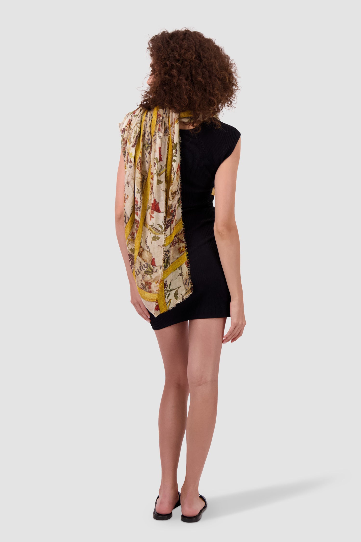 Faliero Sarti Yellow Divanette Scarf - Luxury Italian Silk Shawl for Women - Elegant Fashion Accessory for Parties, Weddings & Special Occasions