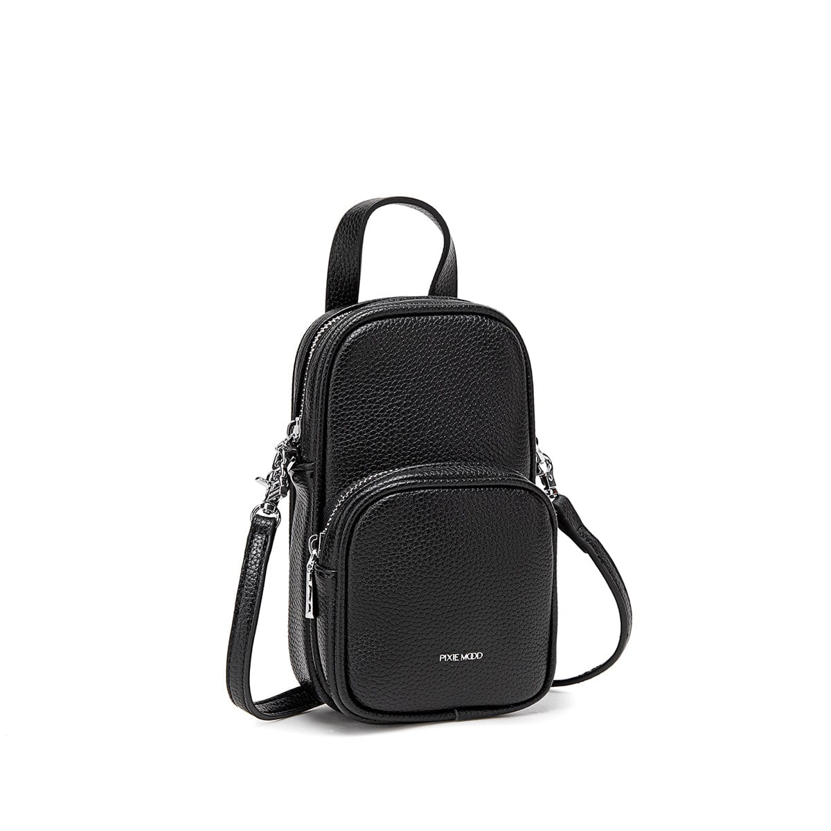 Cassandra Vegan Leather Crossbody Phone Case - Black Pebbled Leather for iPhone & Android | Stylish & Durable for Everyday Use, Travel & Work
