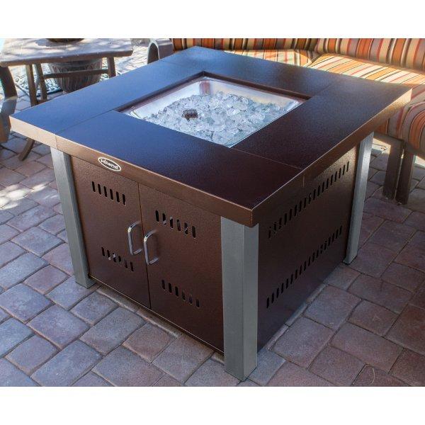 Hammered Bronze Square Fire Pit with Stainless Steel Legs - Outdoor Patio, Backyard, Camping Fire Pit for Garden, Deck & BBQ Gatherings
