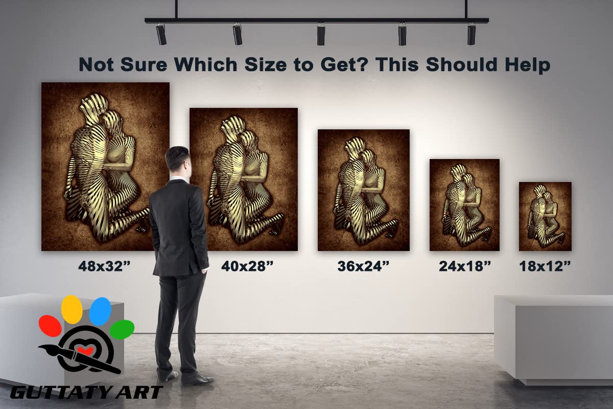 3D Metal Effect Love Heart Gray Brown Canvas Wall Art - Romantic Couples Bedroom Decor, Modern Living Room Wall Art - Valentine's Day Gift for Her/Him - 28x40 Inches - Perfect for Master Bedroom, Wedding Anniversary & Home Decoration