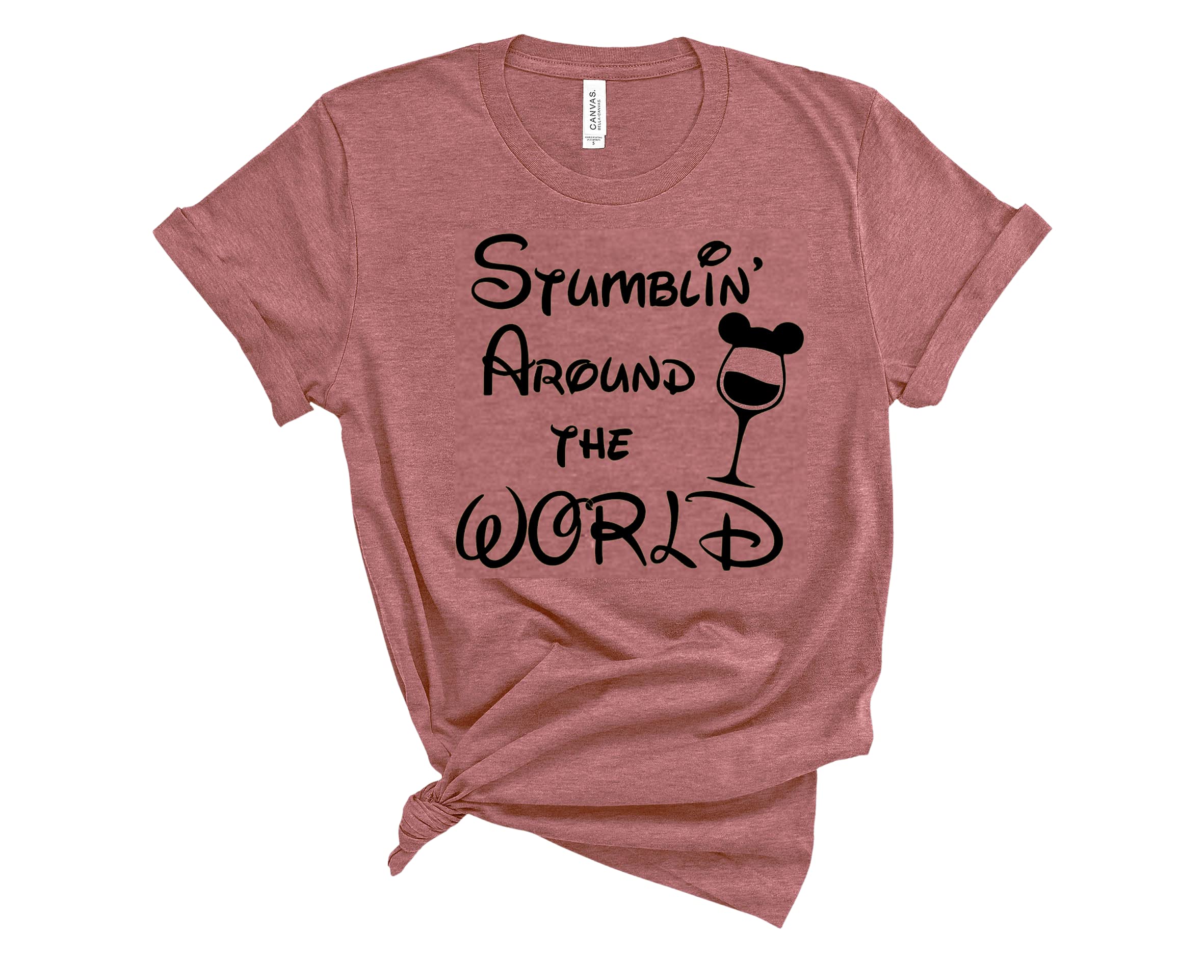 Funny Drinking Vacation T-Shirt for Theme Park Fans | Stumblin' Around the World Graphic Tee | Women's Casual Shirt for Theme Park Adventures & Food Wine Festivals | Plus Size Available | Perfect for Disney Trips, Universal Studios & Cocktail Parties
