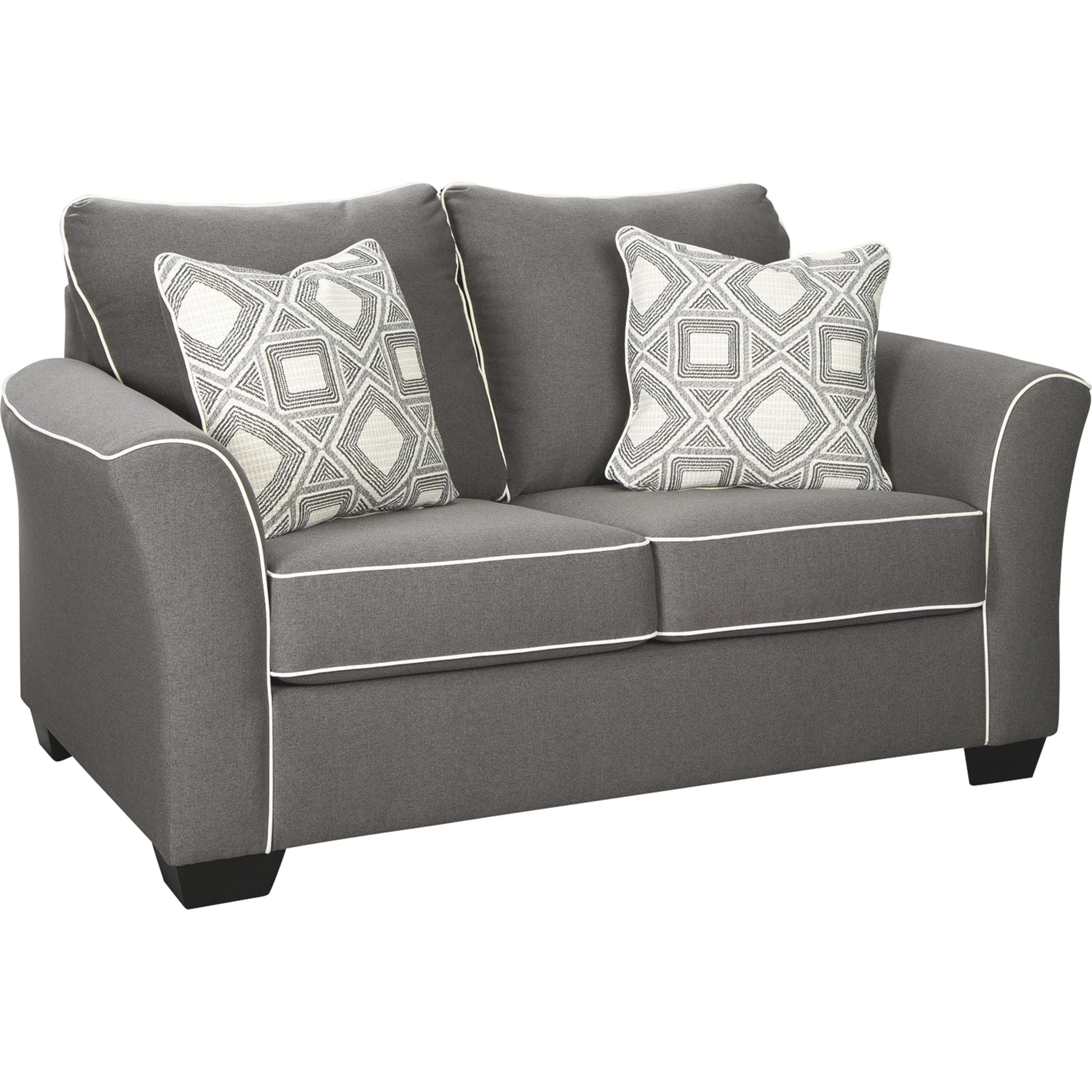 Domani Loveseat Charcoal Gray - Modern Small Sofa for Living Room, Apartment, Office - Comfortable 2-Seater Couch with Soft Fabric