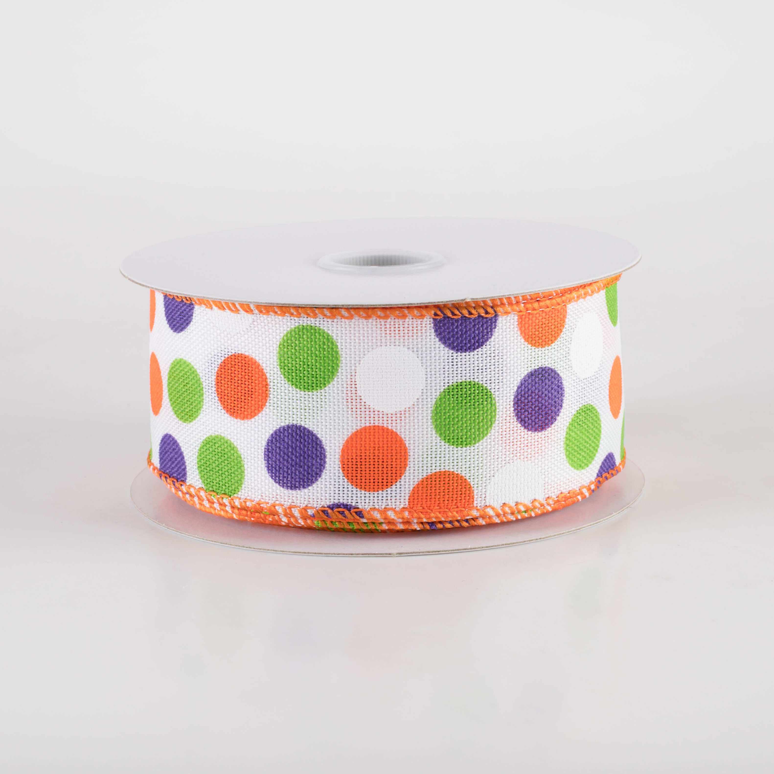 1.5 Inch Linen Halloween Dots Ribbon - White Decorative Ribbon (10 Yards) for Gift Wrapping, DIY Crafts, Party Decorations, and Seasonal Home Decor