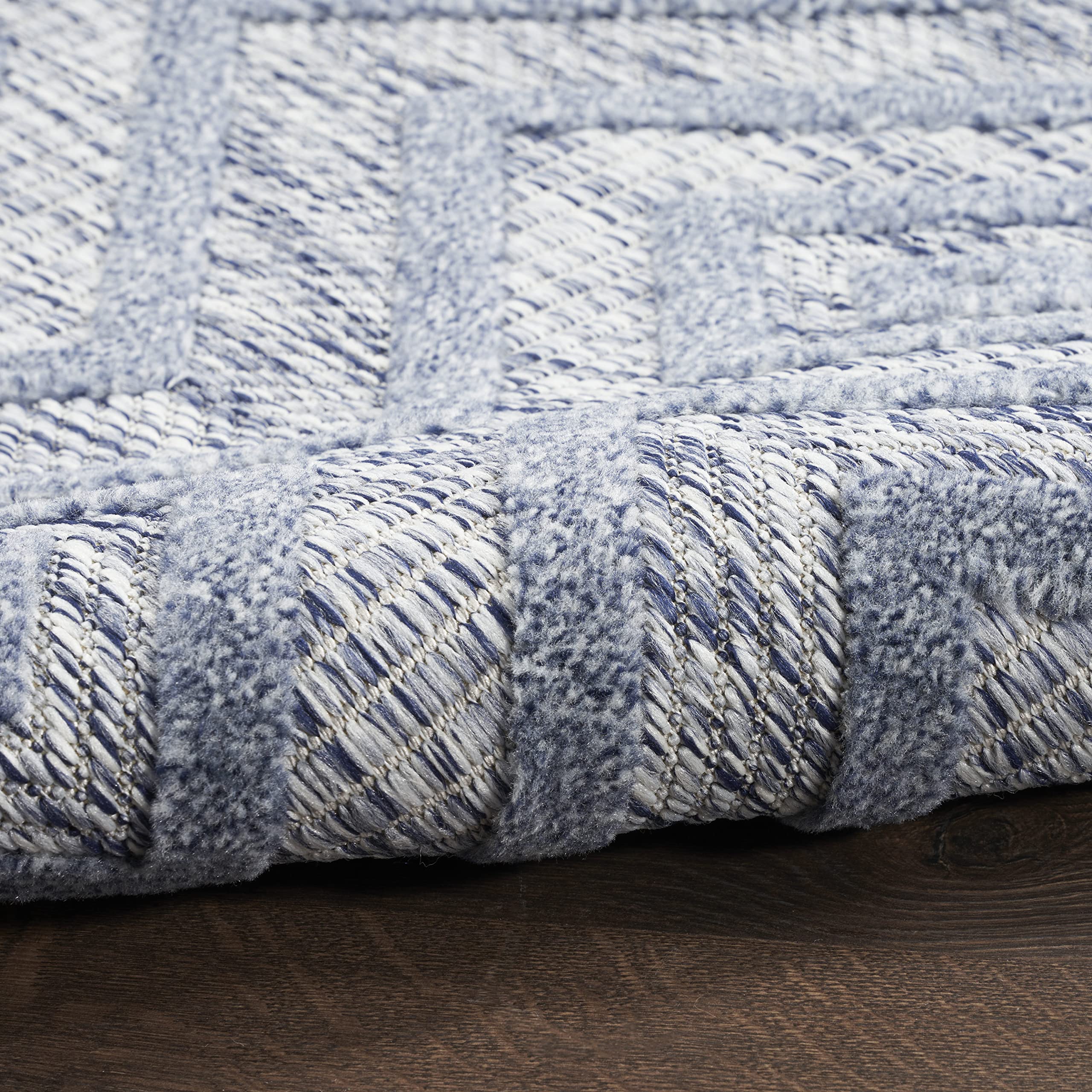 Nourison 6' x 9' Denim Blue Indoor Outdoor Area Rug - Easy Clean, Non-Shedding, Stain Resistant for High Traffic Areas | Perfect for Living Room, Bedroom, Dining Room, Deck, Backyard & Patio Decor