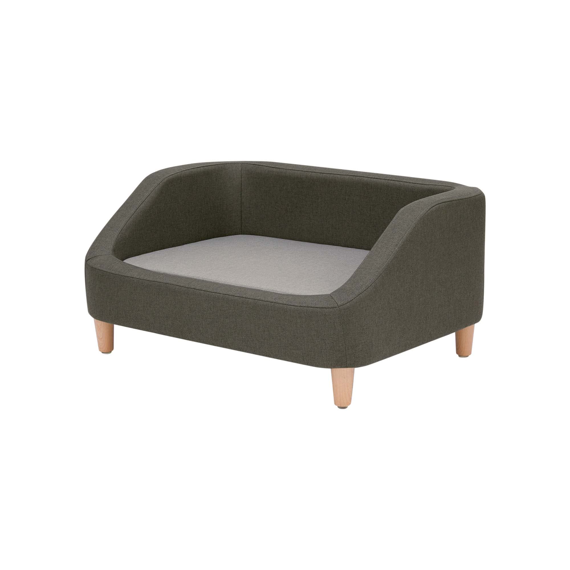 Teamson Pets Bennett 32 Inch Raised Dog Bed with Removable Washable Cushion - Gray Heathered Linen Sofa Style Pet Bed for Cats & Small/Medium Dogs - Perfect for Living Room, Bedroom or Pet Nursery