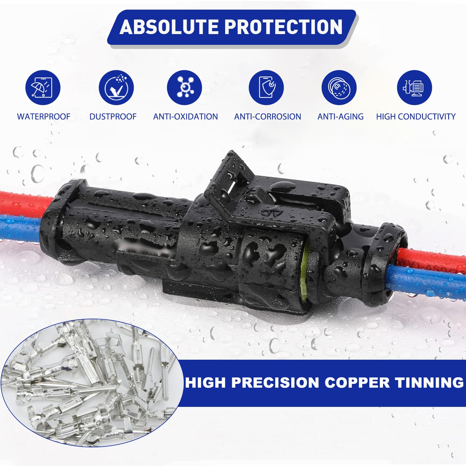 798Pcs Waterproof Wire Connectors Kit - 50 Sets 1/2/3/4/5/6 Pin Automotive Electrical Connectors for 16-22 AWG Wires - Weatherproof Electrical Plug Kit for Car, Boat, RV & Outdoor Wiring Projects