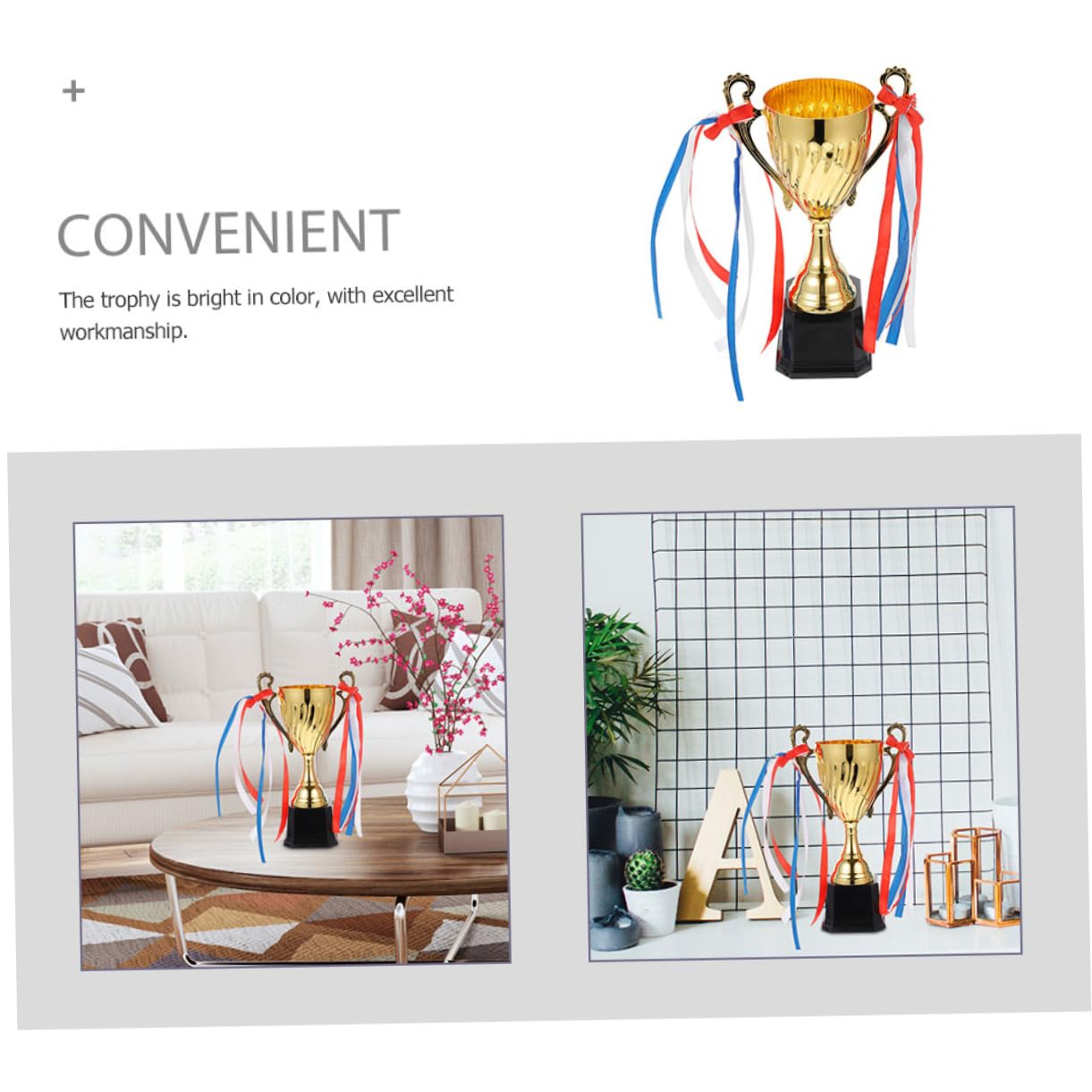 Happyyami Plastic Golden Early Learning Trophies - Award Trophies for Kids Games, Competitions & School Achievements - Perfect for Classroom Rewards, Sports Events & Student Recognition