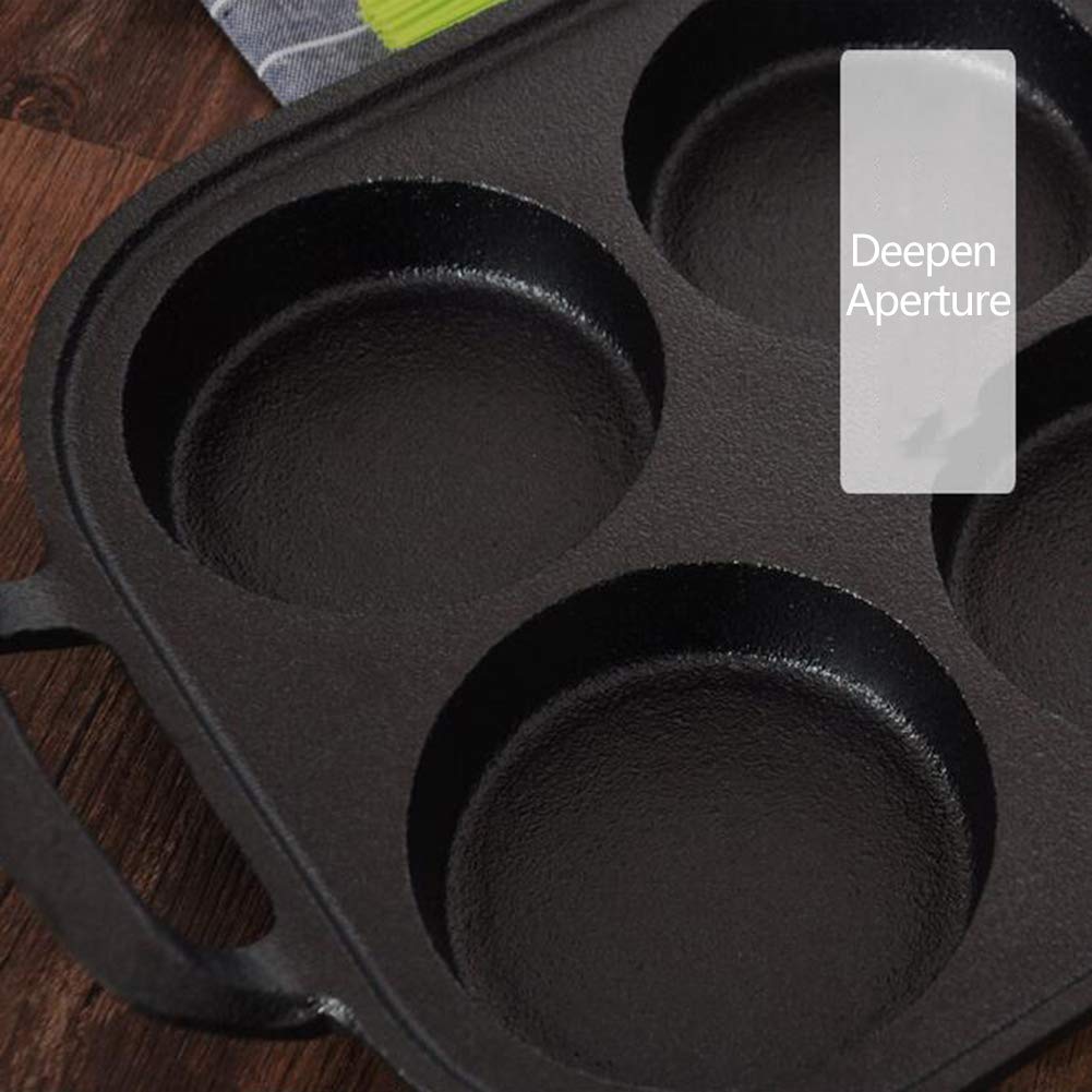 XBSXP Cast Iron Non-Stick Frying Pan - Omelette Egg Burger Cup Cooker, Pancake & Griddle Pan, Induction Compatible - Perfect for Breakfast, Camping & Outdoor Cooking