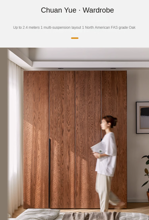 Solid Oak Wood Wardrobe - Spacious & Durable Closet Organizer for Bedroom, Living Room, or Walk-In Closet Storage