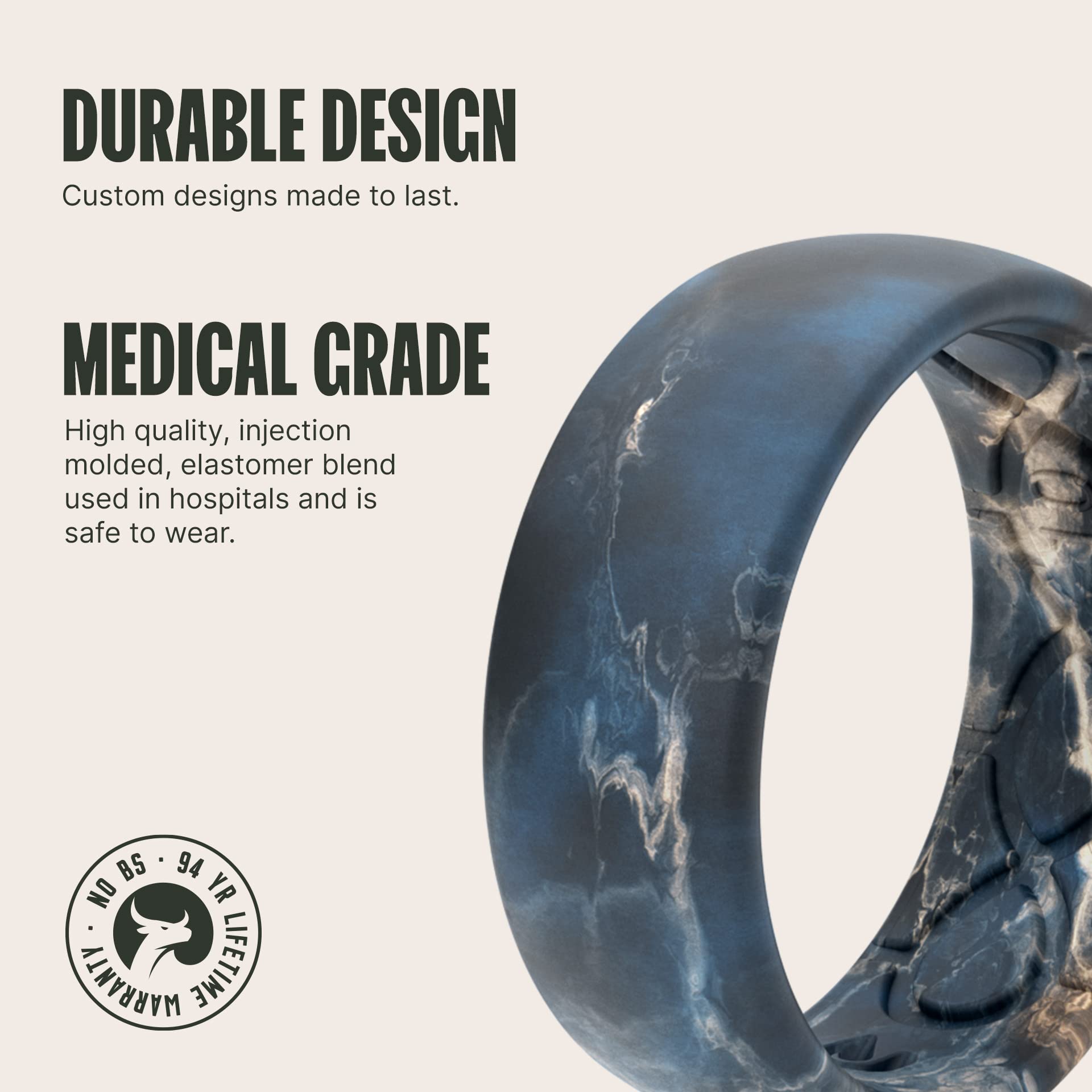 Groove Life Nomad Silicone Wedding Band for Men - Breathable Rubber Ring with Unique Design & Lifetime Warranty - Perfect for Active Lifestyle, Gym, Swimming, Outdoor Adventures
