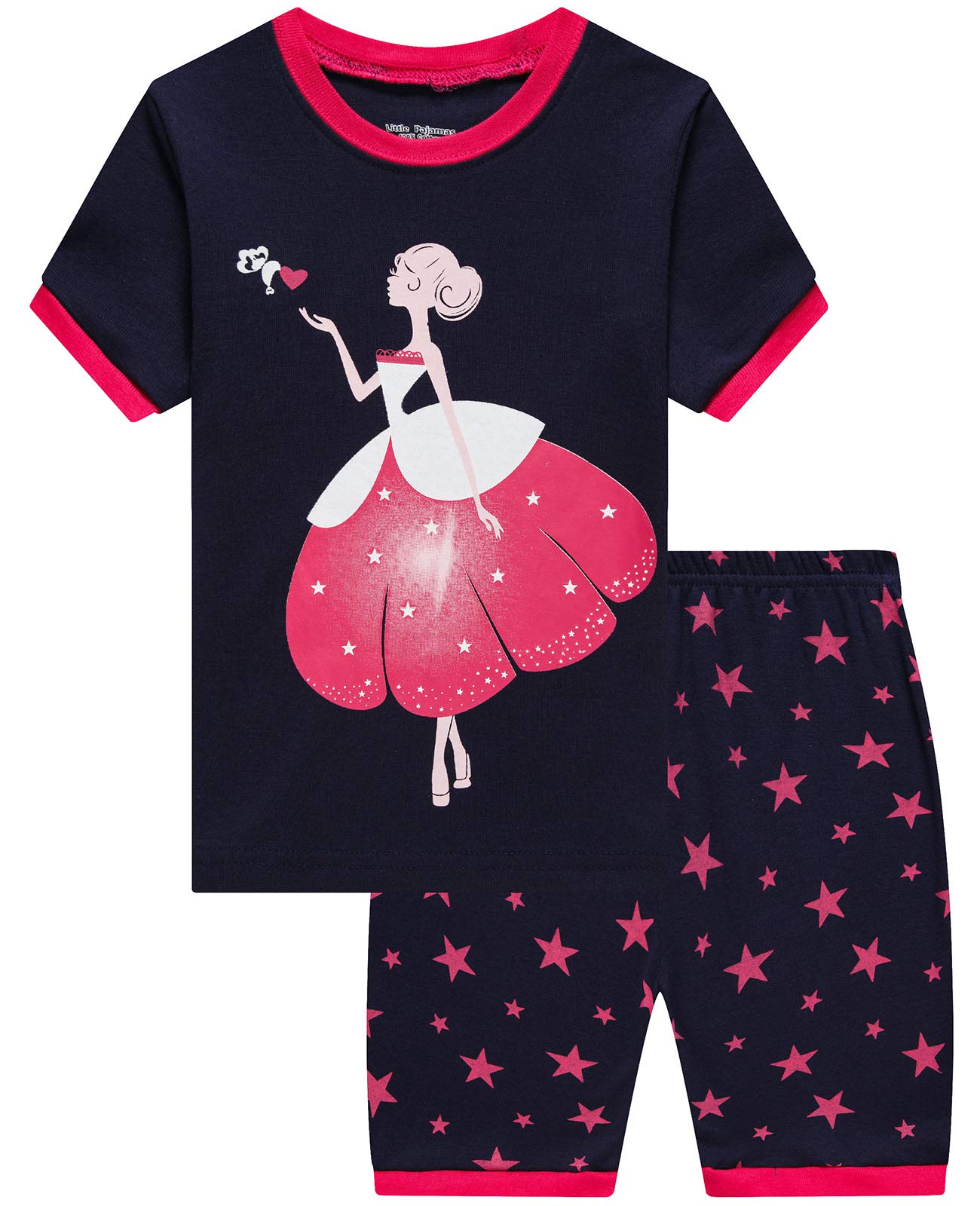 Girls' Short Sleeve Cotton Pajama Set - 100% Soft Breathable Toddler Sleepwear for Summer | Perfect for Bedtime, Lounging & Sleepovers
