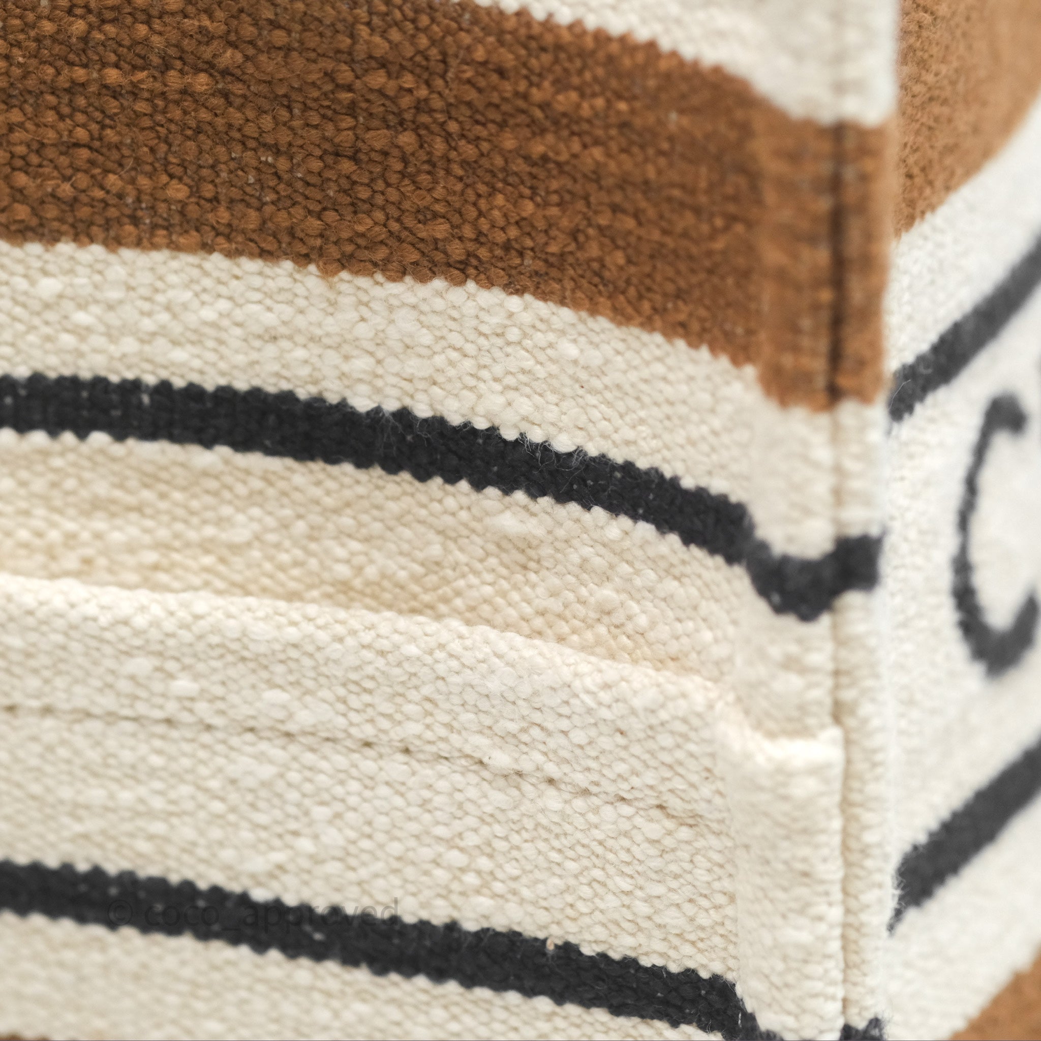 Celine Small Cabas Thais Striped Canvas Tote Bag - Stylish Textured Shoulder Bag for Women, Perfect for Work, Travel & Everyday Use