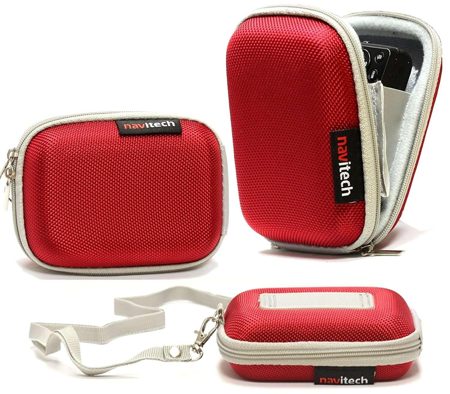 Navitech Red Hard Protective Earphone Case for Sennheiser AMBEO Smart Headset - Durable Travel Storage Cover for Noise Cancelling Headphones - Perfect for Commuting, Gym & Airplane Use