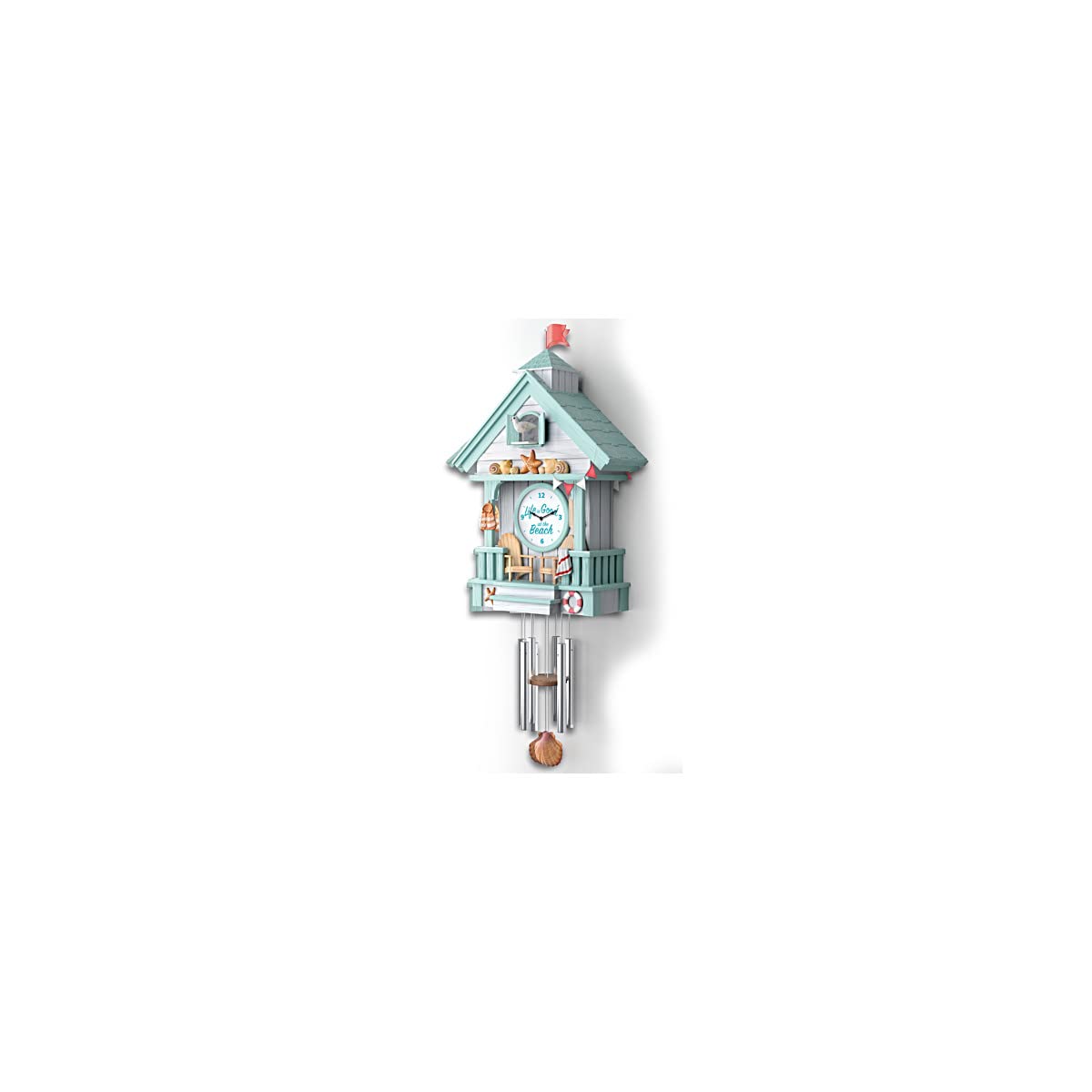 Life is Good at The Beach Sculptural Cuckoo Clock - Handcrafted Wooden Wall Clock with Beach Theme for Home & Office Decor | Perfect Coastal Gift for Beach Lovers