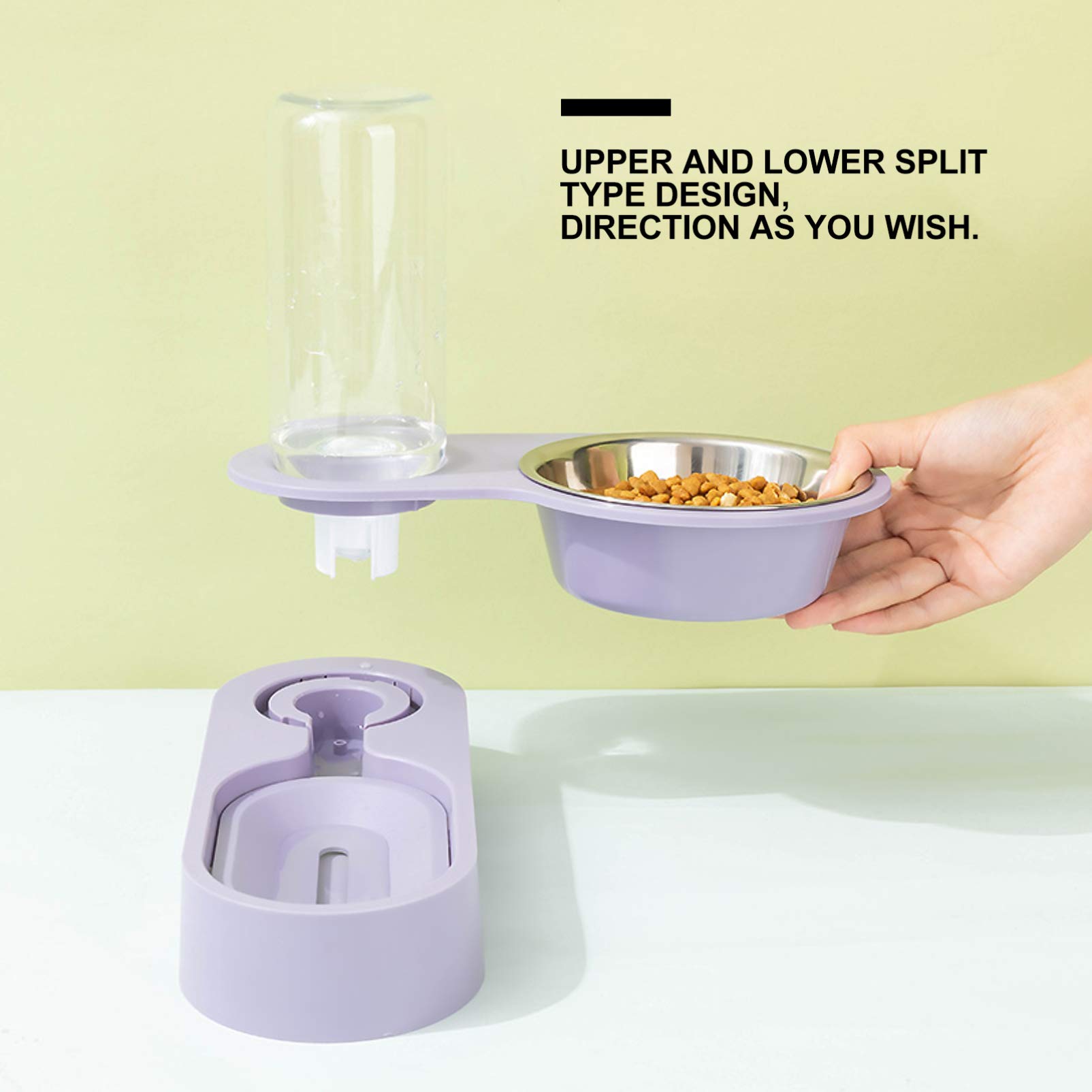Automatic Pet Food and Water Dispenser Bowl Set - Rotating Corner Folding Design for Dogs, Cats, Puppies & Small Pets (Purple) - Perfect for Home, Travel, and Outdoor Use - Rabbit Food Bowl Included