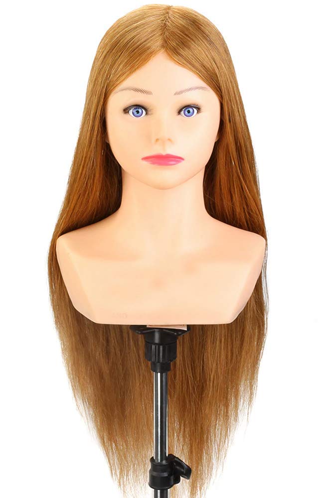 Kabello 28-inch Real Human Hair Mannequin Head for Hair Styling & Cutting Practice - Blonde Training Dummy (Pack of 1) - Perfect for Salon Training, Cosmetology Students & Home Hairdressing Practice