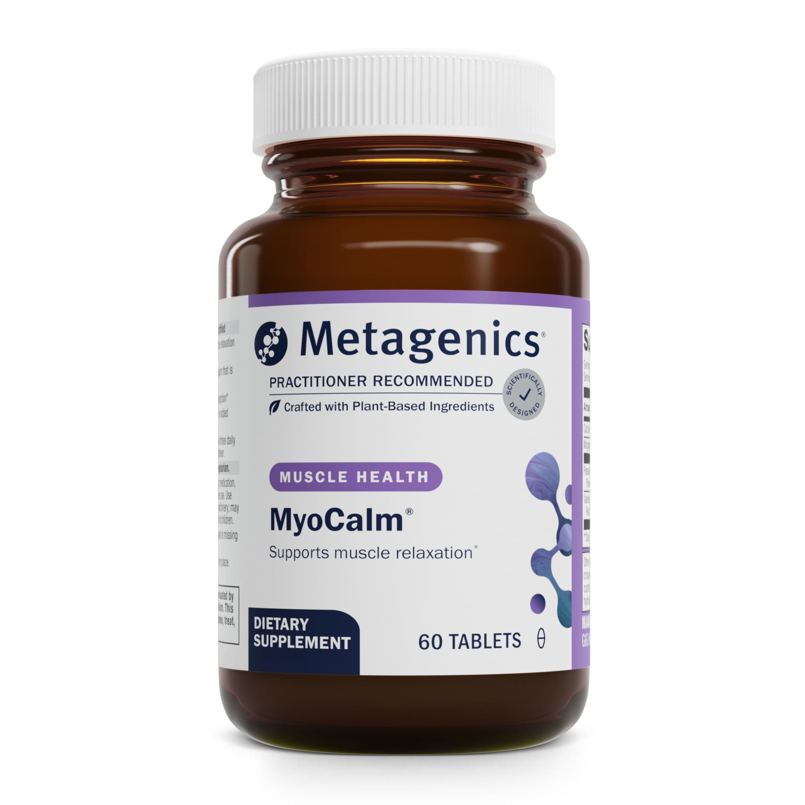 Metagenics MyoCalm - Calcium & Magnesium Supplement for Muscle Support with Passionflower & Valerian Root - Non-GMO, Gluten-Free, Vegetarian - 60 Tablets - Ideal for Athletes, Fitness Enthusiasts & Stress Relief