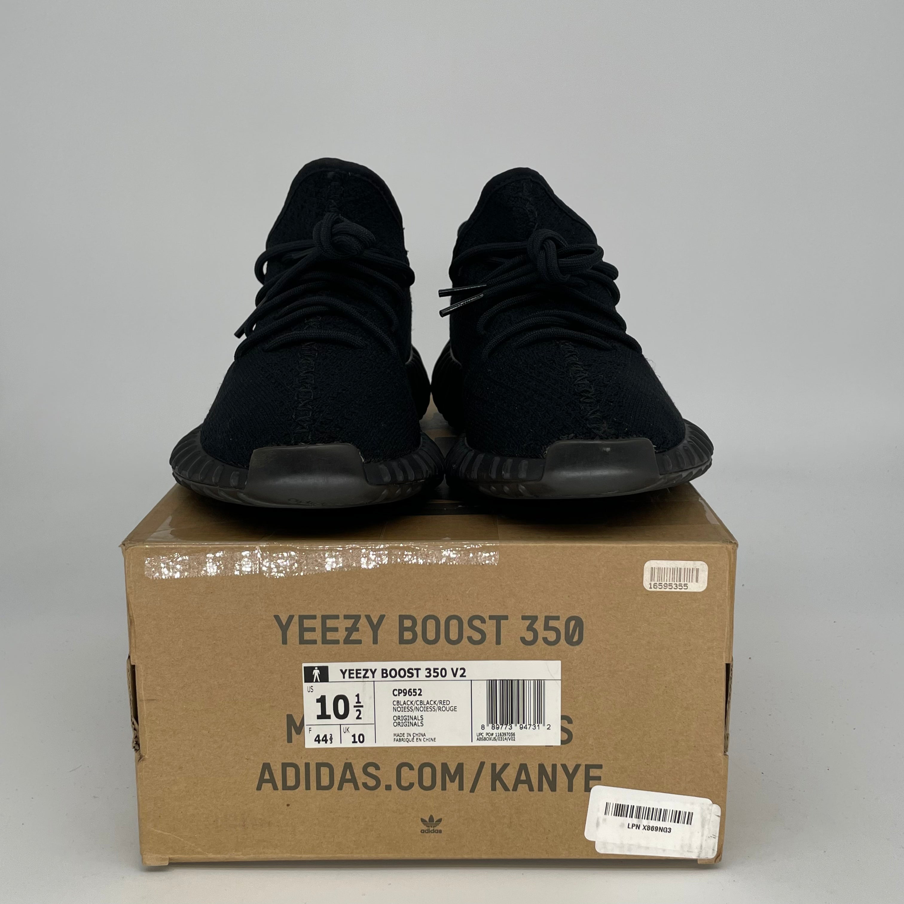 Adidas Yeezy Boost 350 V2 Black Red Sneakers - Men's Size 10.5 / Women's Size 12 - Style CP9652 | Running, Gym & Casual Wear