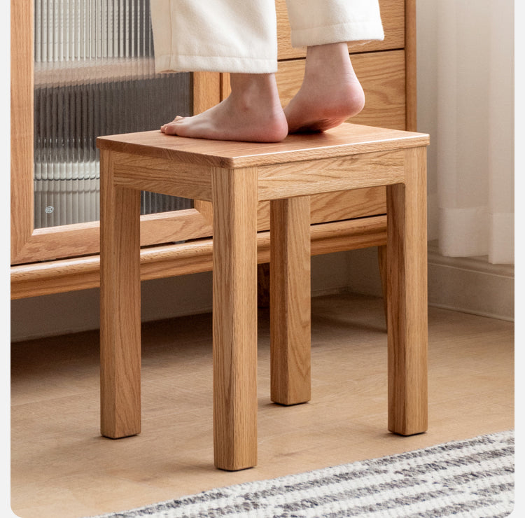 Solid Oak Wood Stool - Rustic Bar Stool, Kitchen Island Stool & Counter Height Stool for Home, Cafe and Restaurant Use